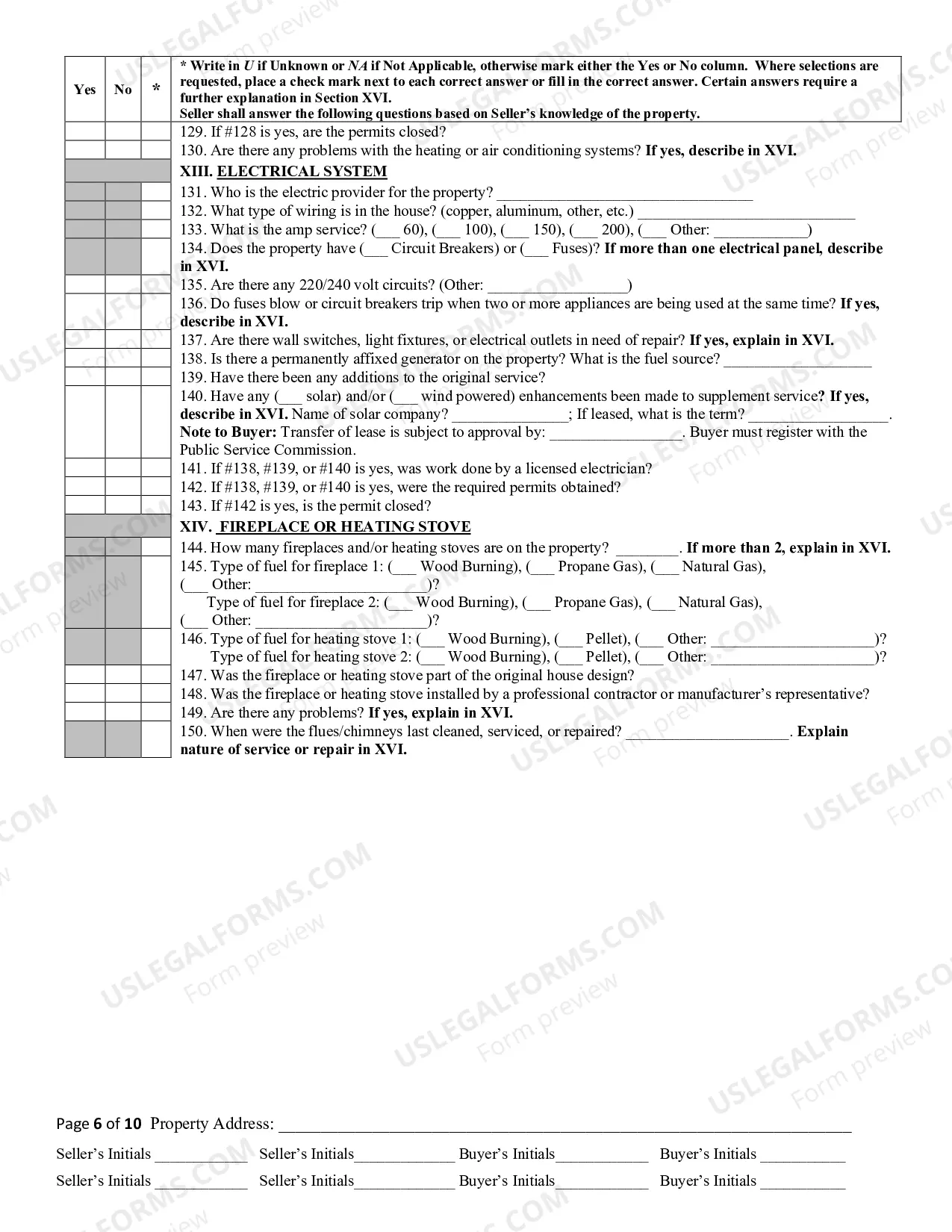 Preview Residential Real Estate Sales Disclosure Statement