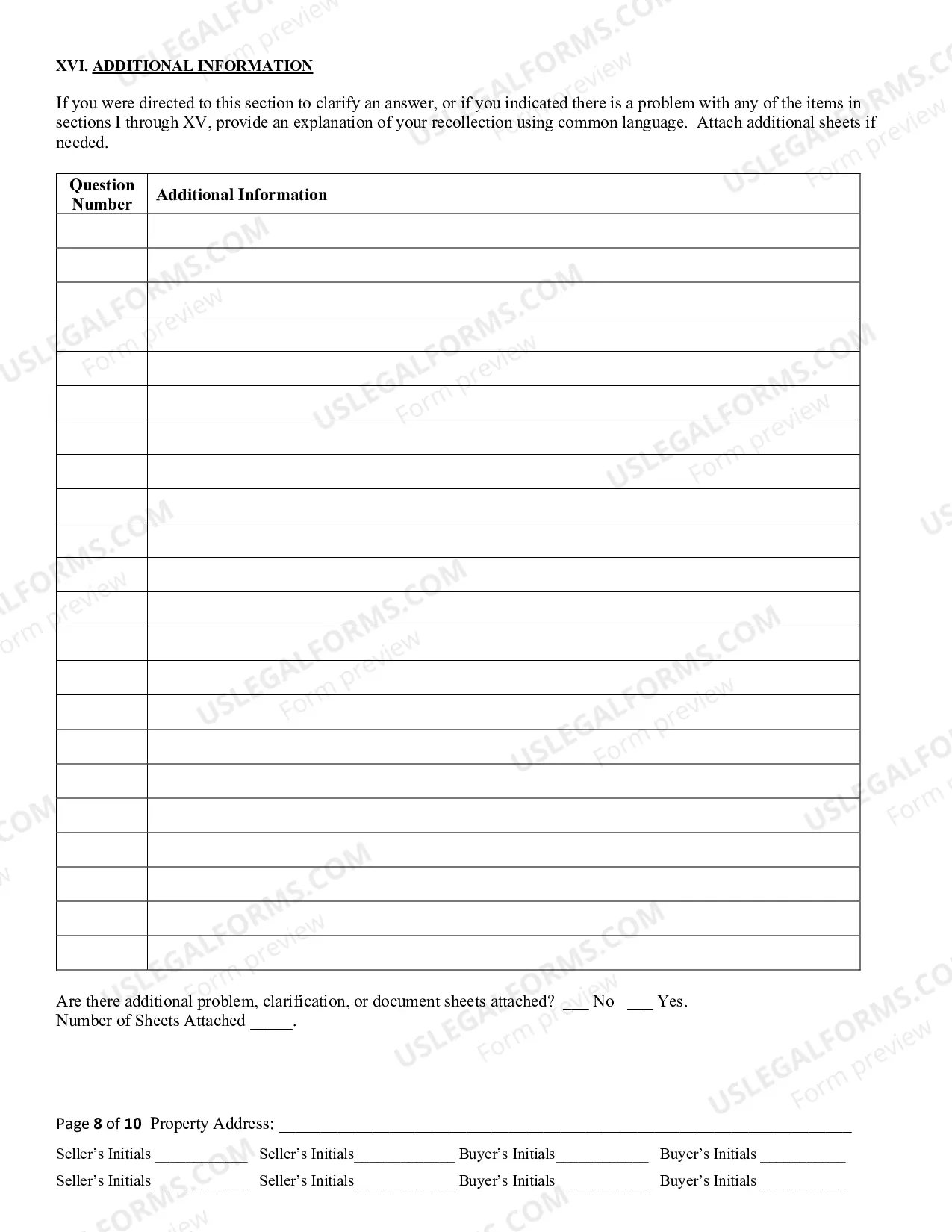Preview Residential Real Estate Sales Disclosure Statement