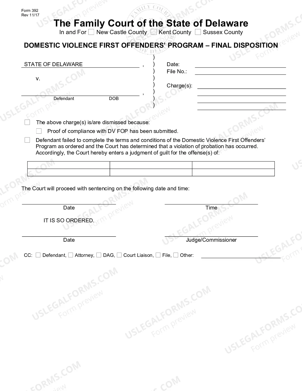 Preview Domestic Violence First Offenders Diversion Program - Final Disposition