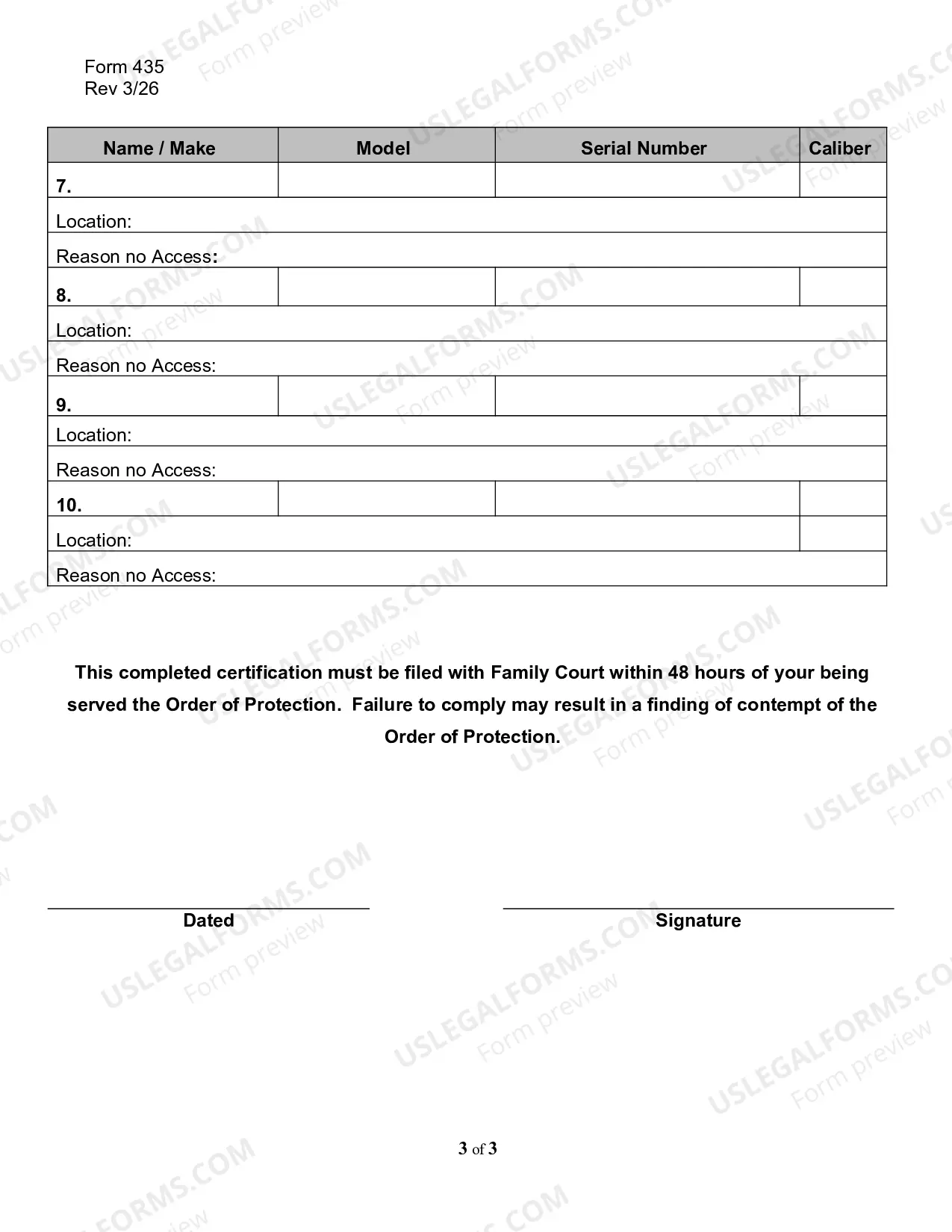 Preview Certification of Firearm Unavailability