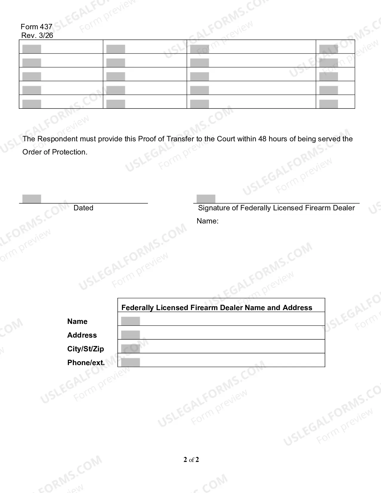 Preview Proof of Transfer of Firearms