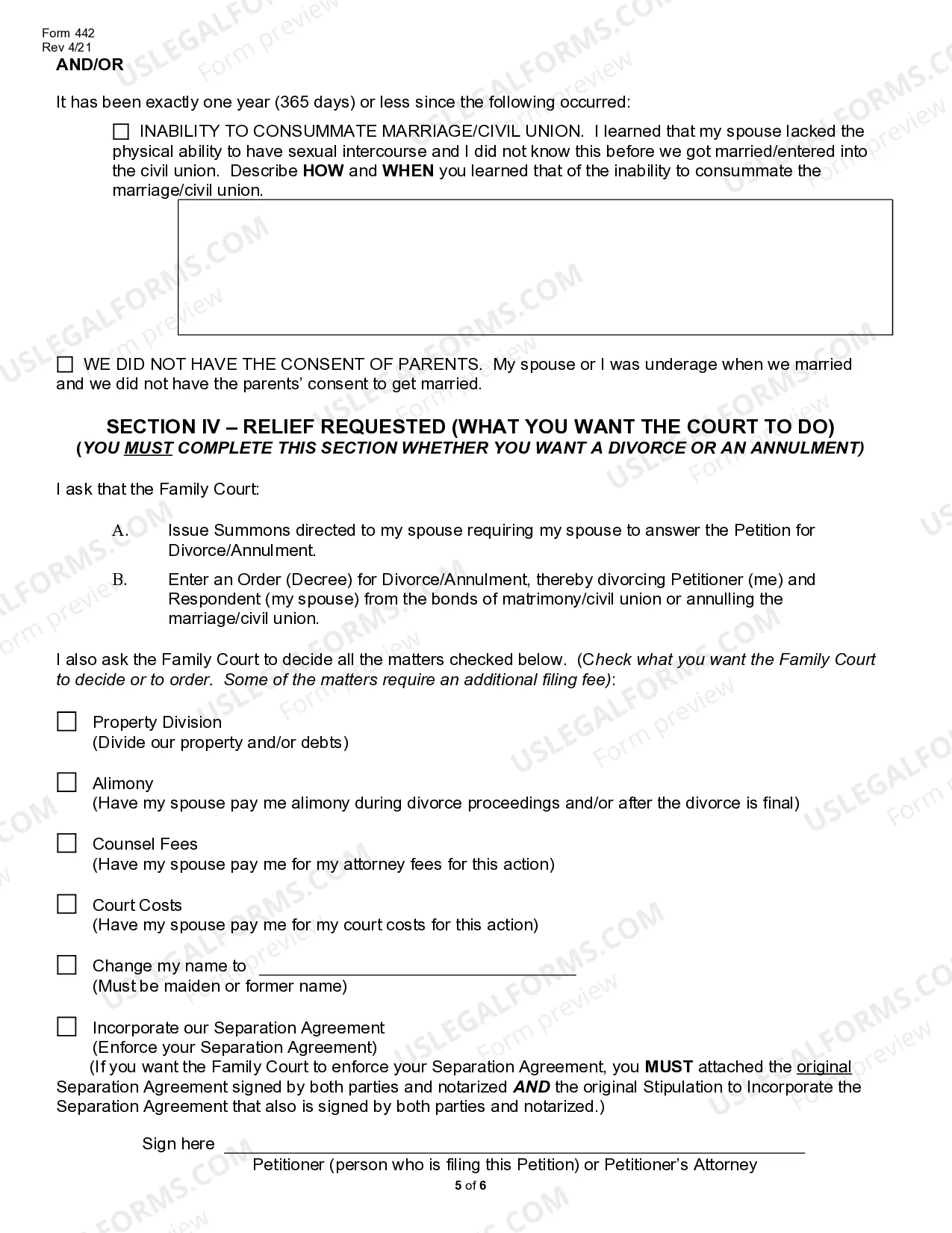 Preview Petition for Divorce or Annulment - with or without children