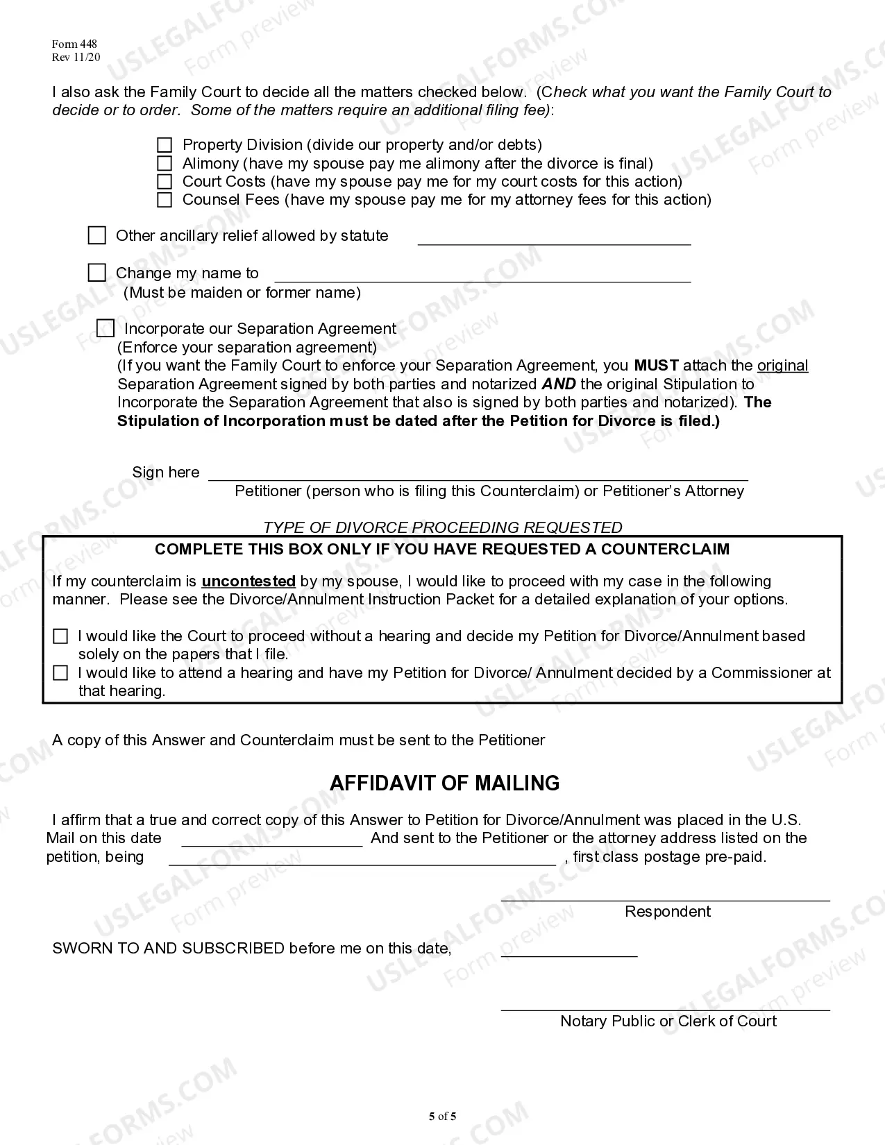 Preview Answer To Petition For Divorce/Annulment