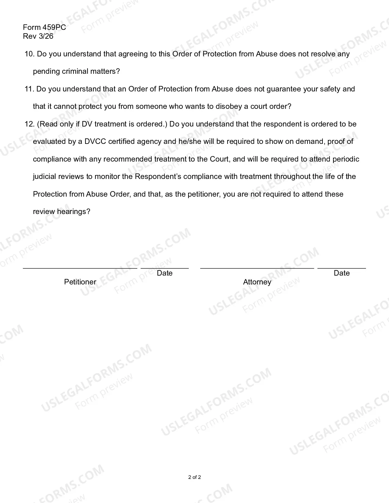 Preview Colloquy between Judicial Officer and Parties to an Order of Protection from Abuse by Agreement - Petitioner