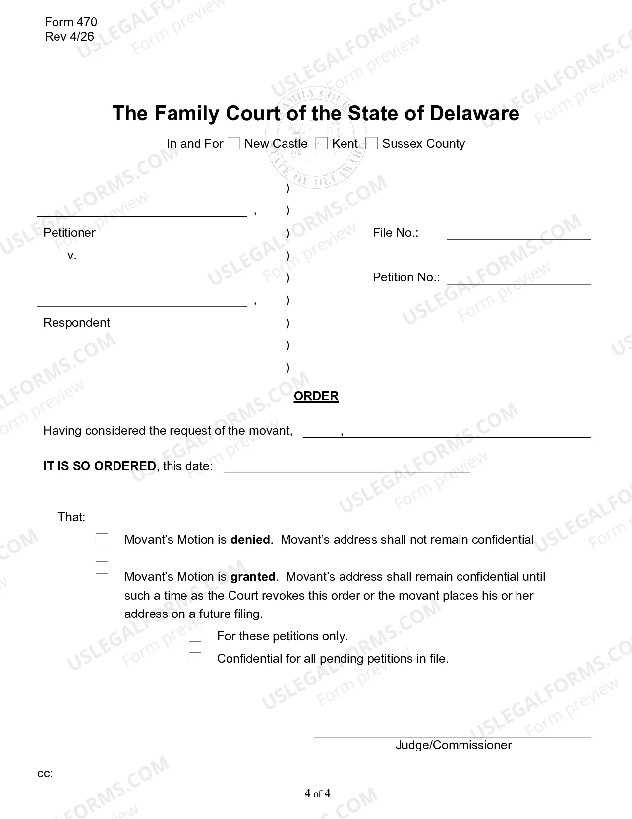 Preview Motion for Confidential Address