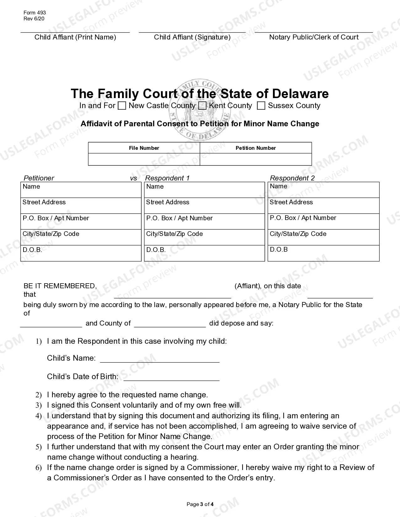 Preview Petition for Minor Name Change