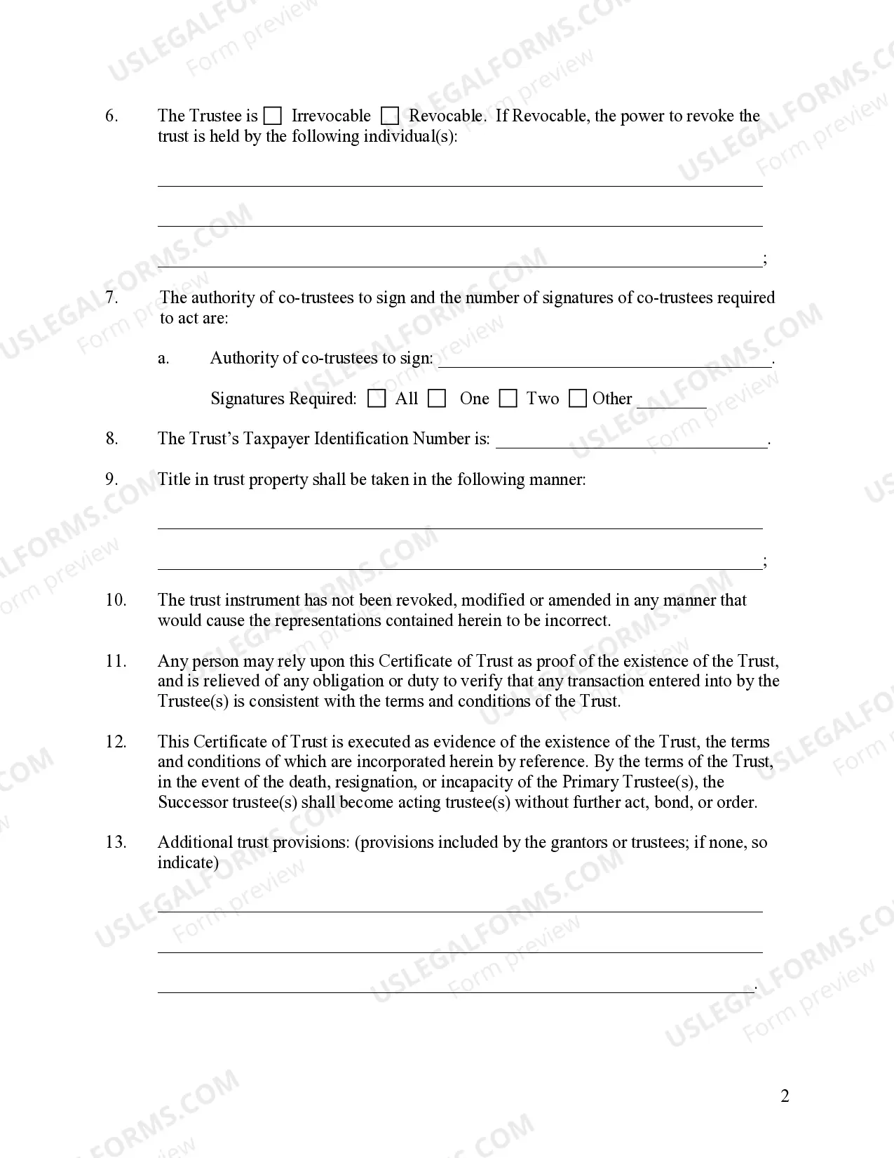 Preview Delaware Certificate of Trust by Corporation