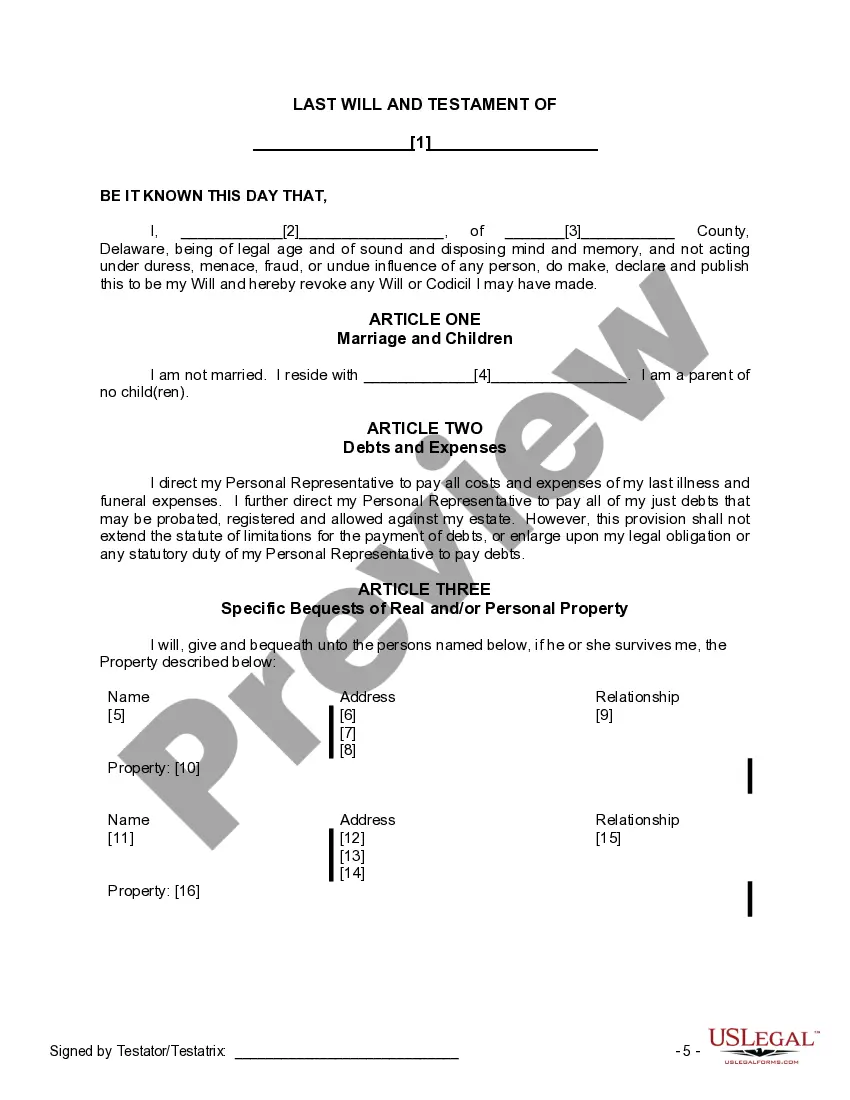 Preview Mutual Wills containing Last Will and Testaments for Man and Woman living together not Married with No Children