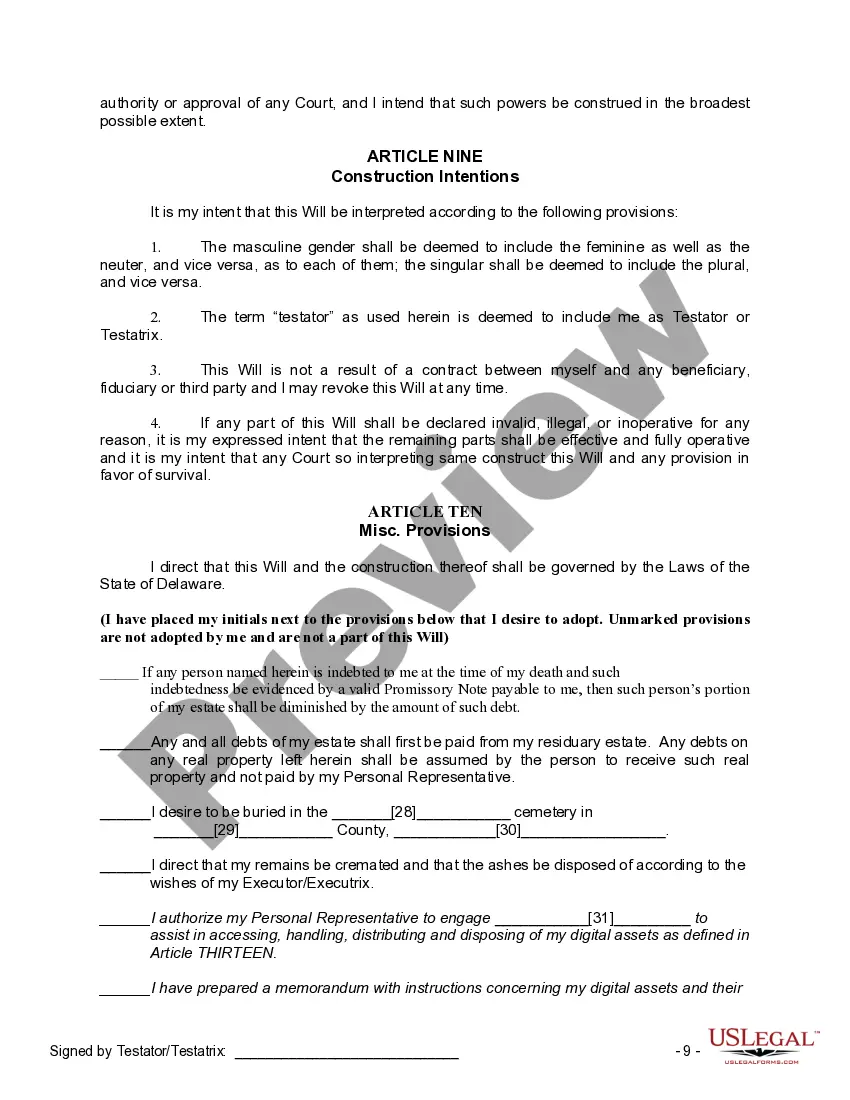 Preview Mutual Wills containing Last Will and Testaments for Man and Woman living together not Married with No Children
