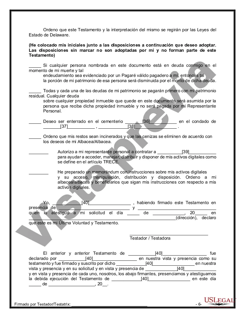 Preview Paquete de Testamentos Mutuos de Últimas Voluntades y Testamentos para Personas Solteras que conviven con Hijos Adultos