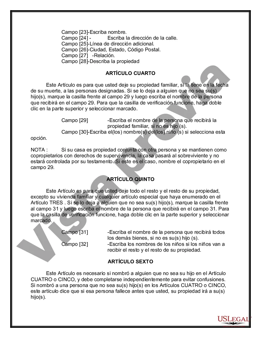 Preview Paquete de Testamentos Mutuos de Últimas Voluntades y Testamentos para Personas Solteras que conviven con Hijos Adultos