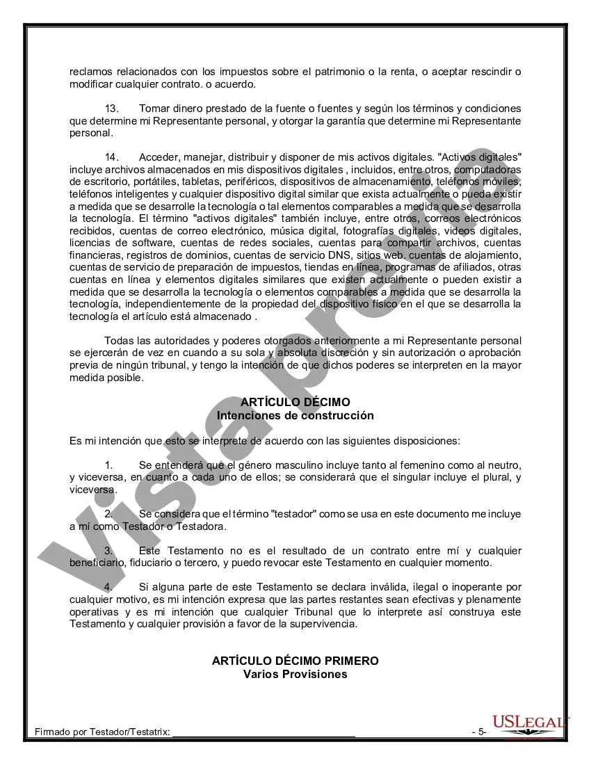 Preview Paquete de Testamentos Mutuos de Últimas Voluntades y Testamentos para Personas Solteras que conviven con Hijos Adultos