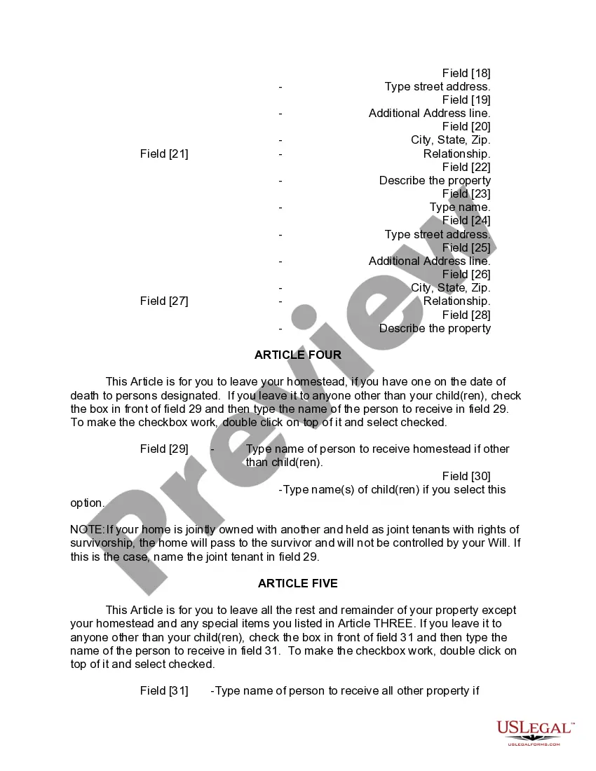 Preview Mutual Wills or Last Will and Testaments for Man and Woman living together, not Married with Minor Children