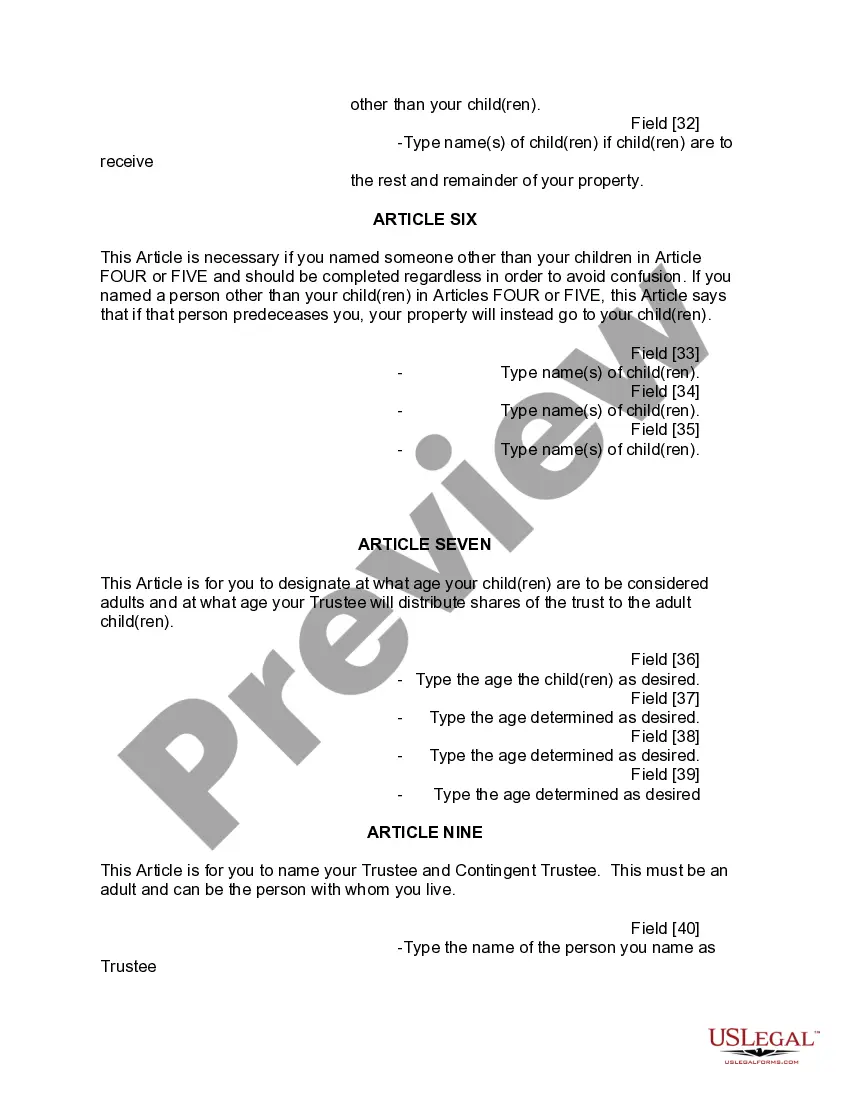 Preview Mutual Wills or Last Will and Testaments for Man and Woman living together, not Married with Minor Children