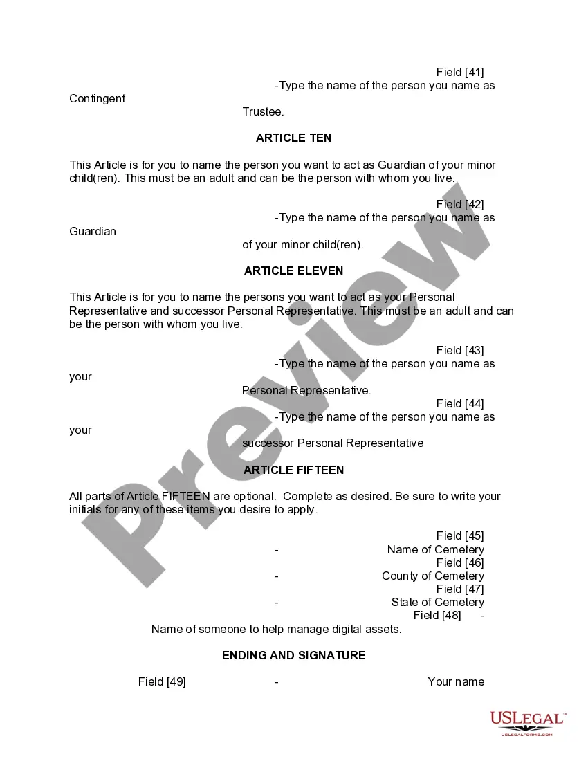 Preview Mutual Wills or Last Will and Testaments for Man and Woman living together, not Married with Minor Children