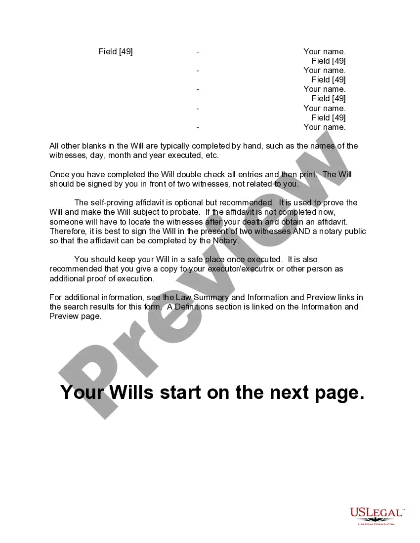 Preview Mutual Wills or Last Will and Testaments for Man and Woman living together, not Married with Minor Children