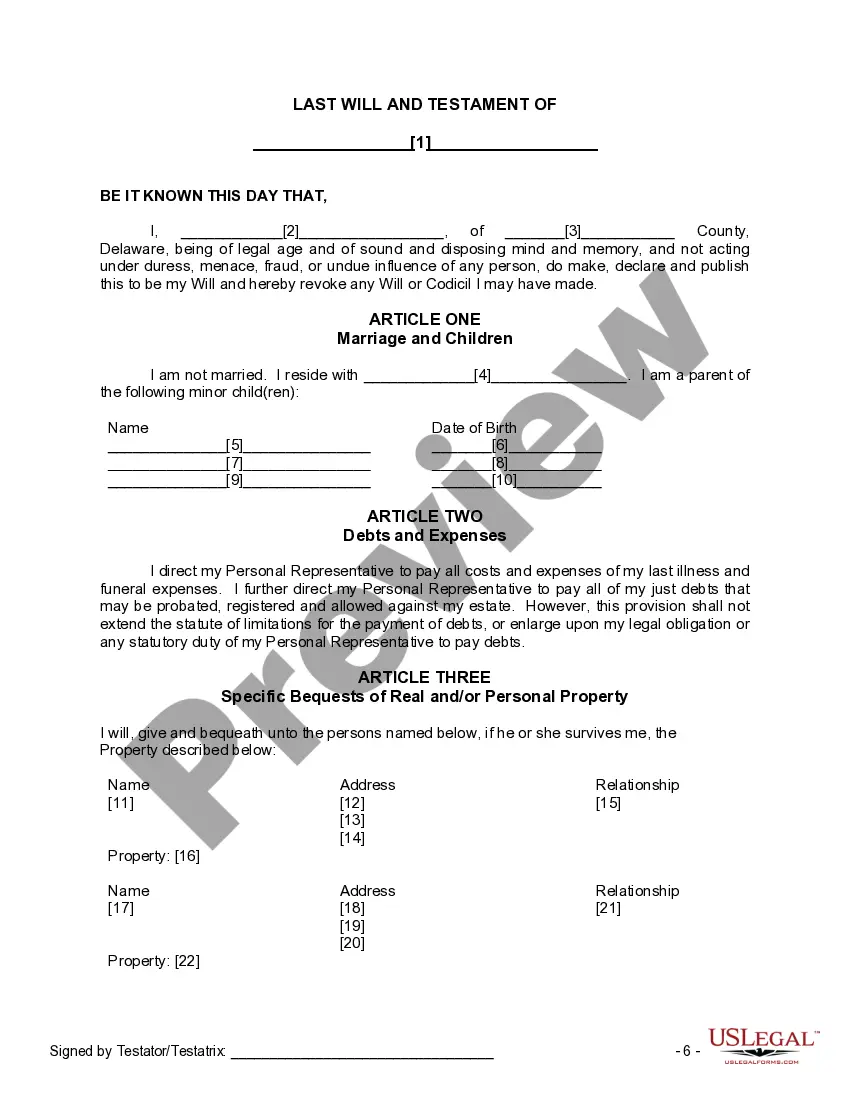 Preview Mutual Wills or Last Will and Testaments for Man and Woman living together, not Married with Minor Children