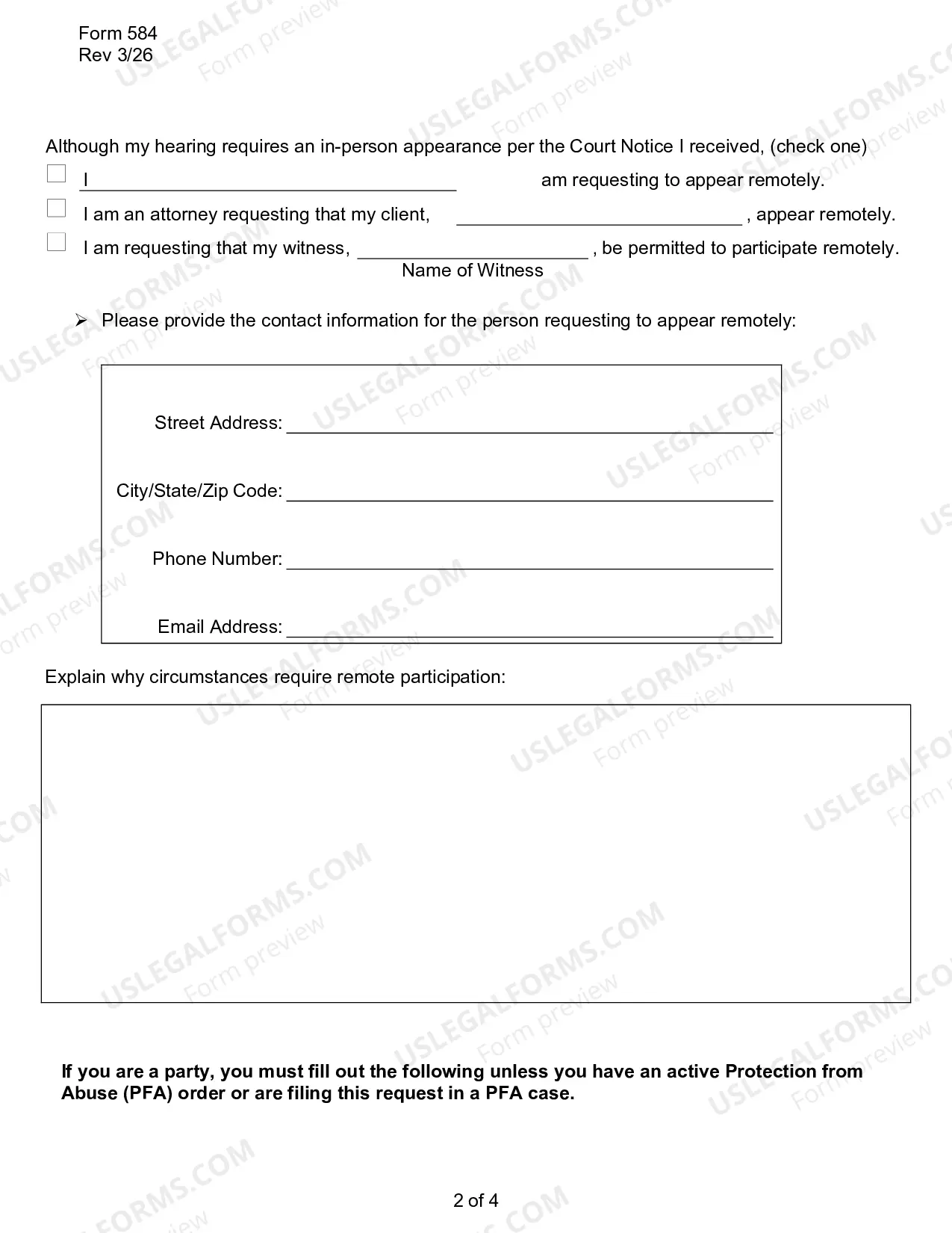 Preview Request to Participate Remotely