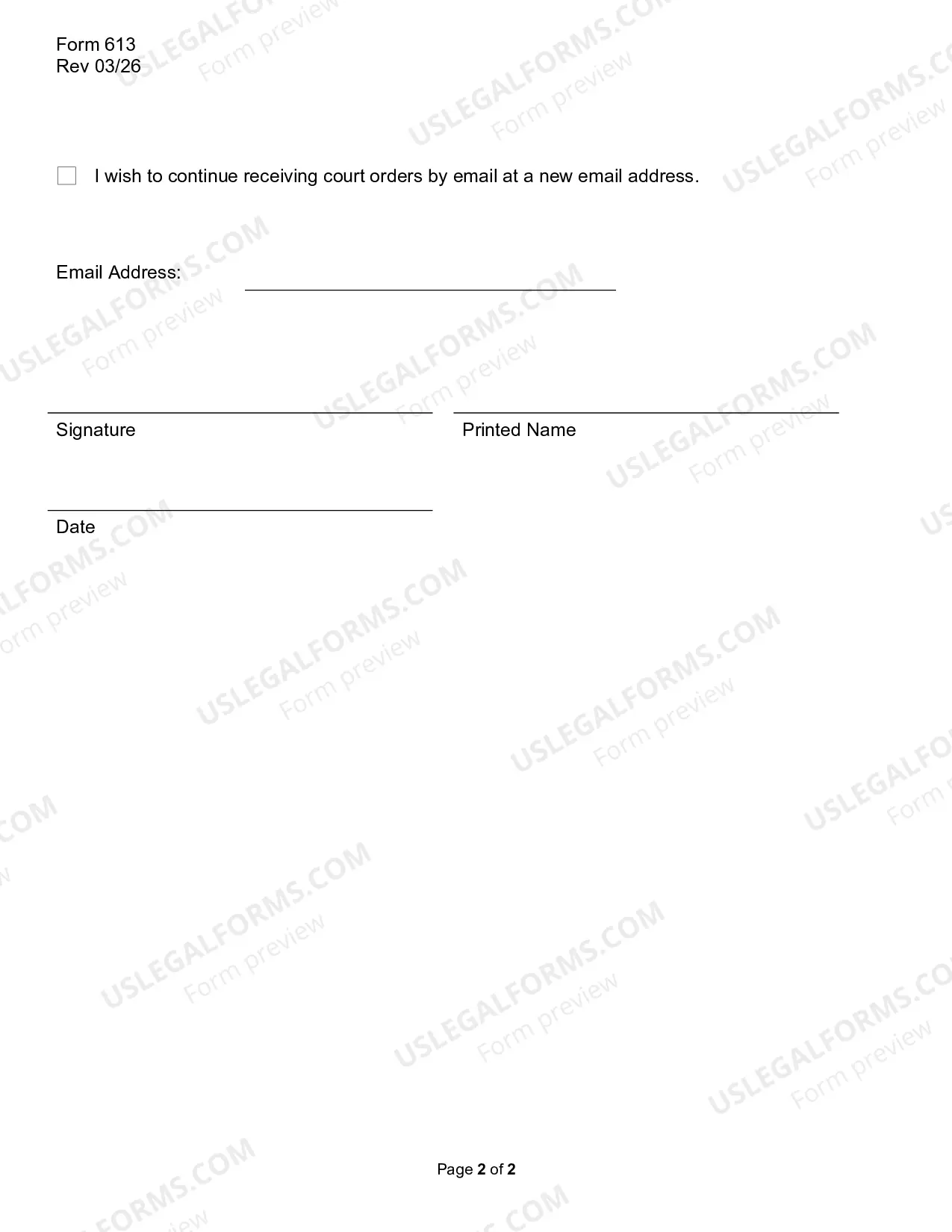 Preview Attorney Election Form - Electronic Orders, Email