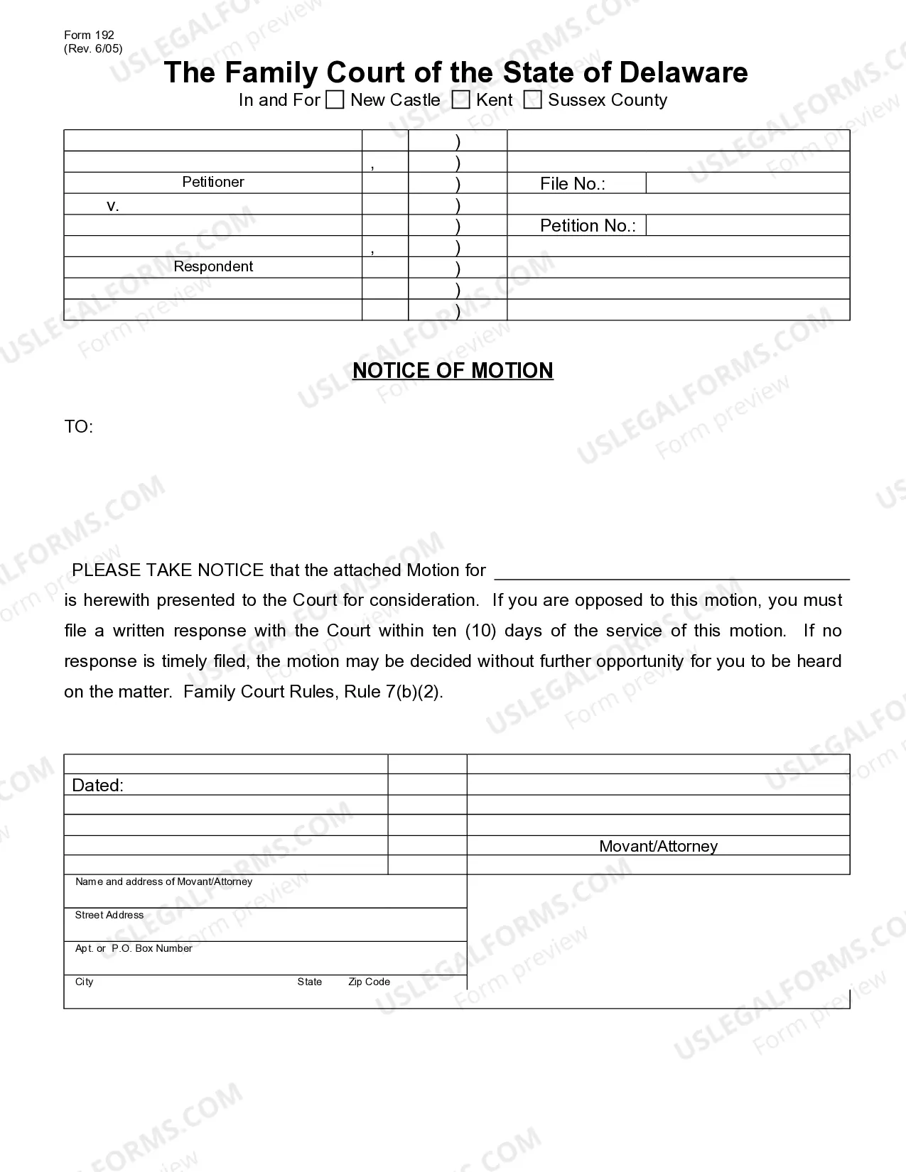 Preview Motion Form - Basic