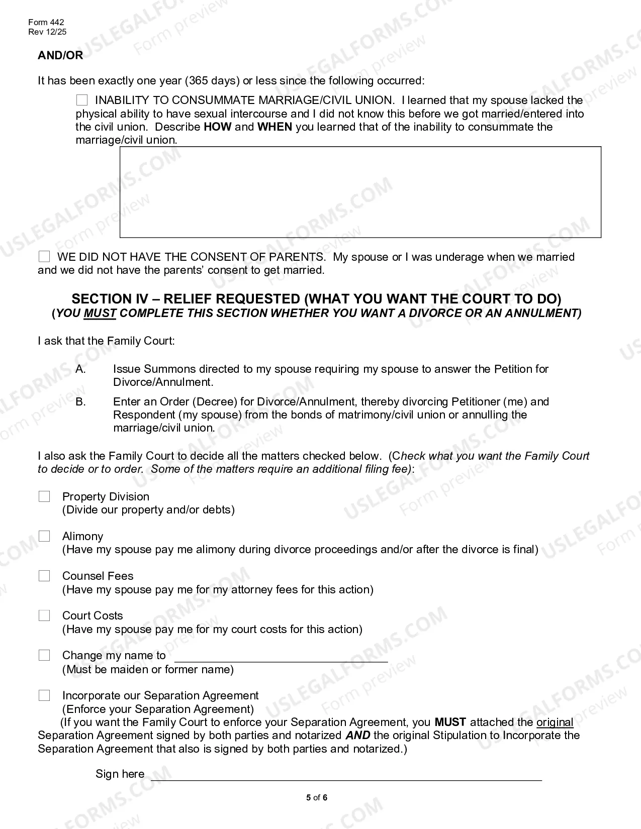 Preview Petition For Divorce/Annulment