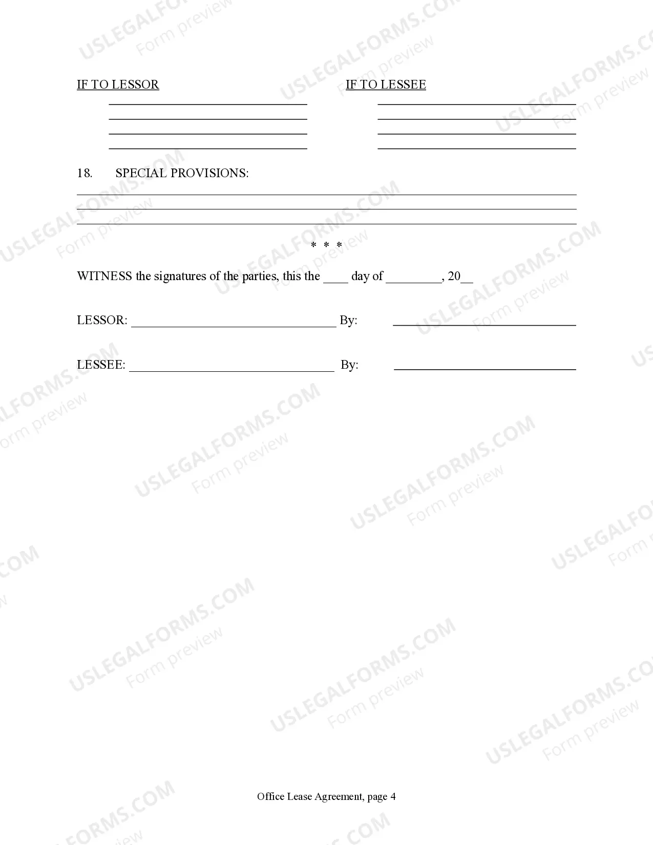 Preview Office Lease Agreement