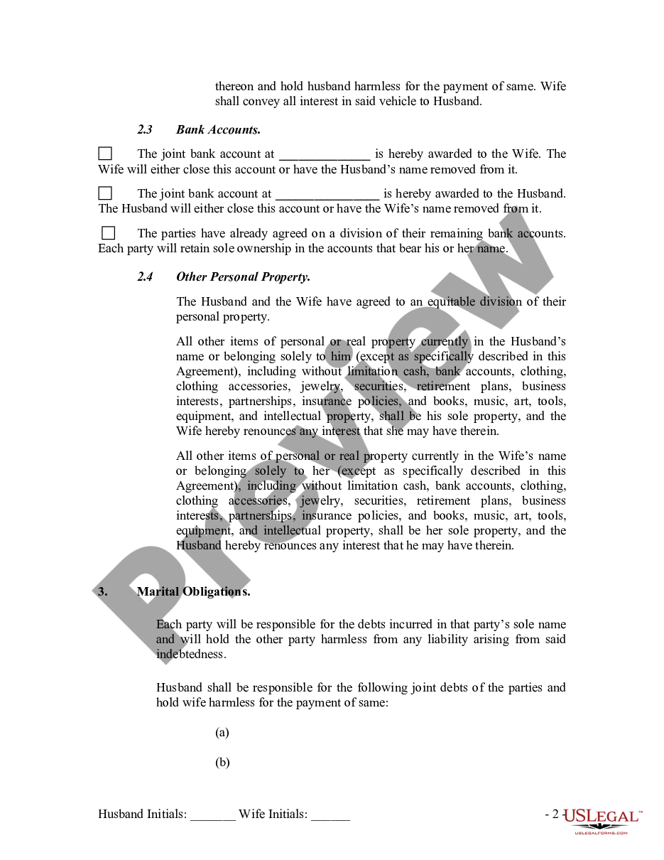 page 1 Legal Separation Agreement with Adult Children preview