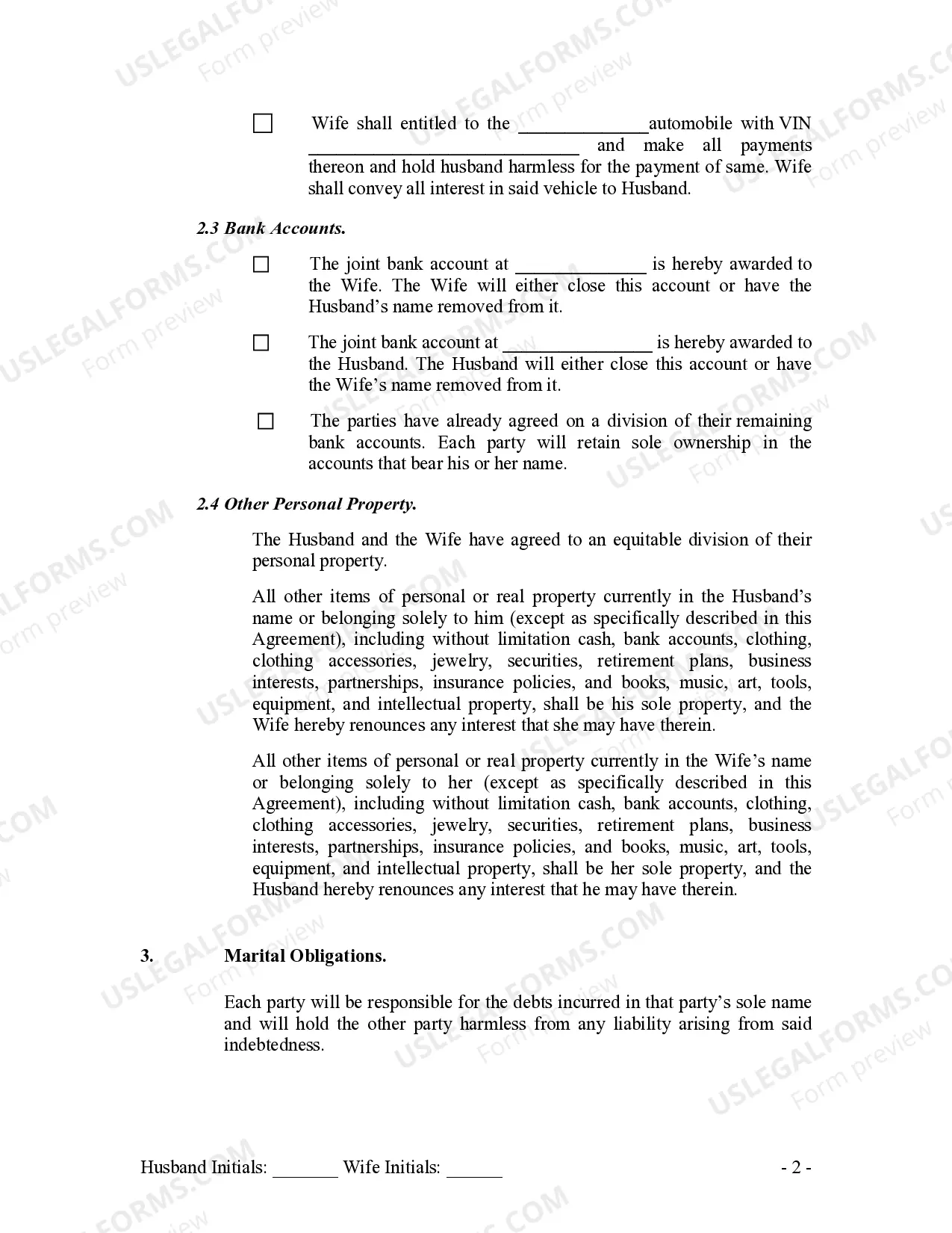 Preview Legal Separation Agreement with Adult Children