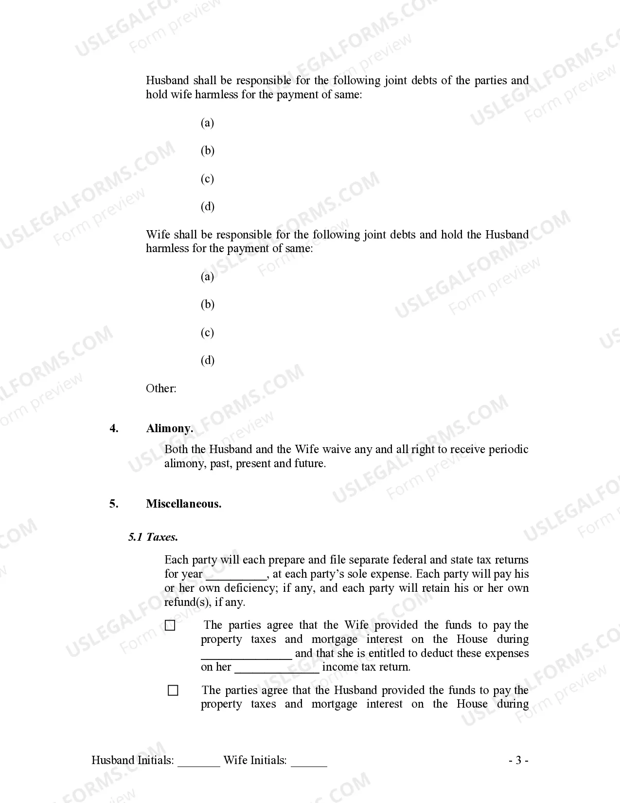 Preview Legal Separation Agreement with Adult Children