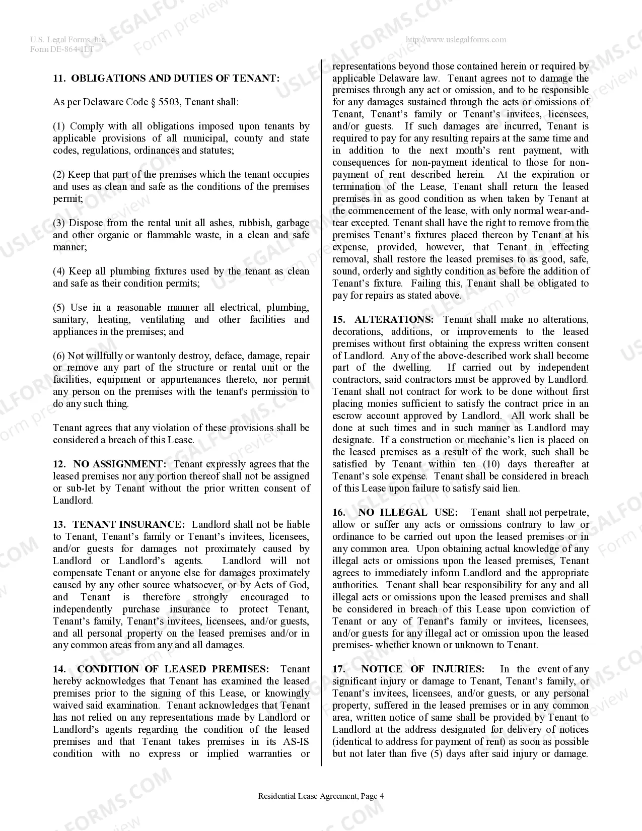 Preview Residential Lease or Rental Agreement for Month to Month