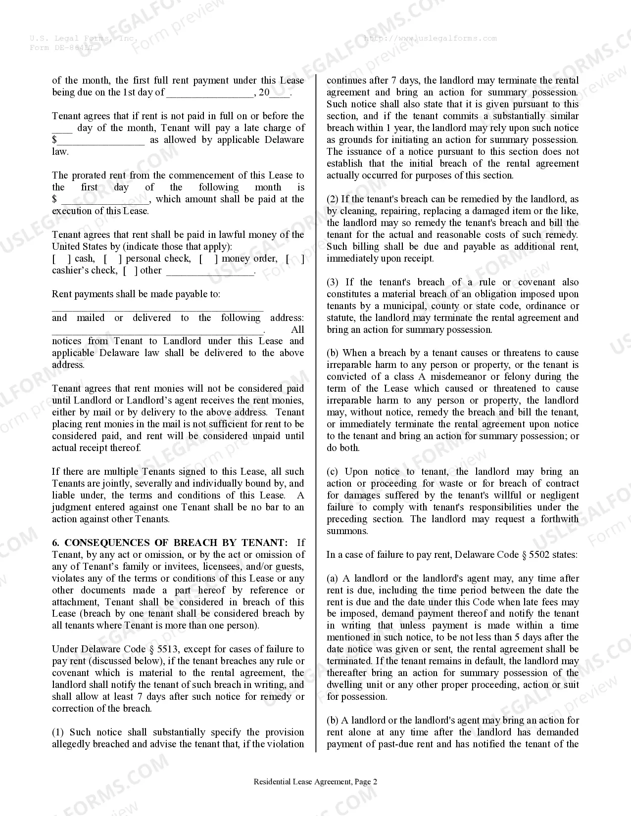 Preview Residential Rental Lease Agreement