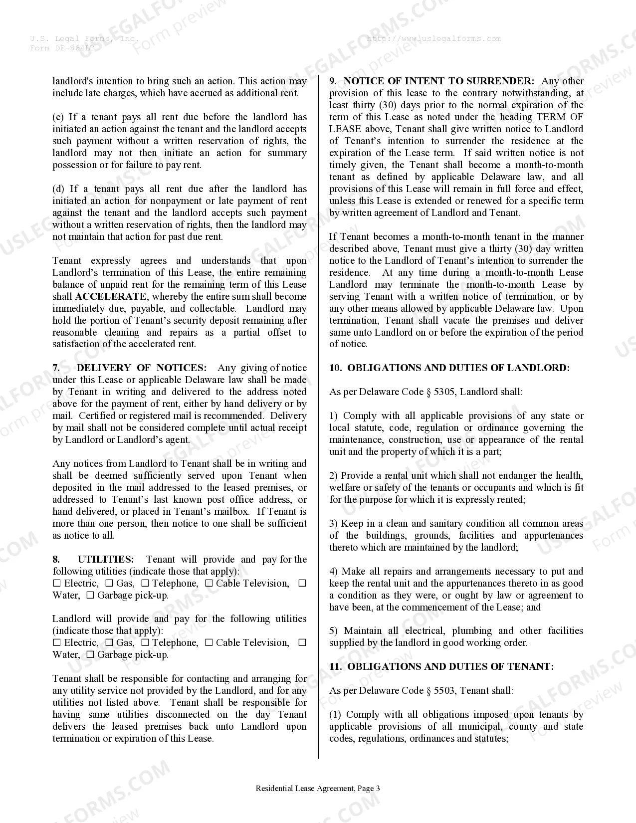 Preview Residential Rental Lease Agreement