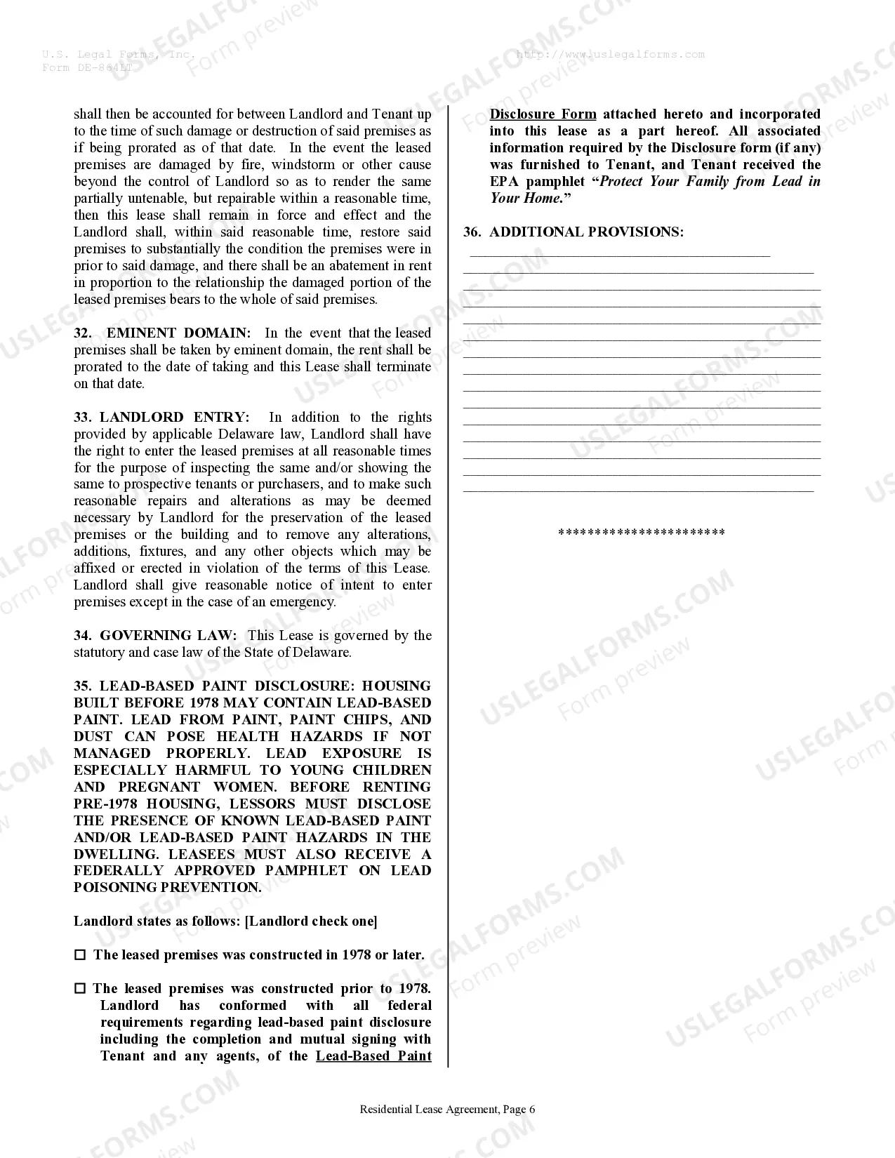 Preview Residential Rental Lease Agreement