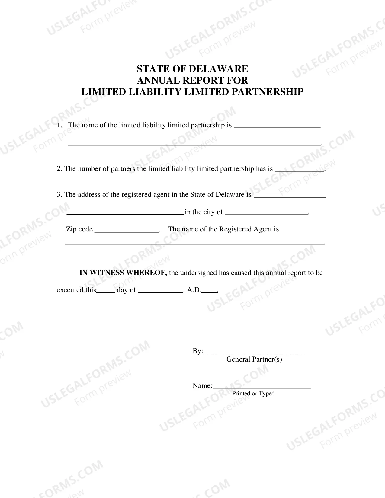 Preview Limited Liability Limited Partnership Annual Report