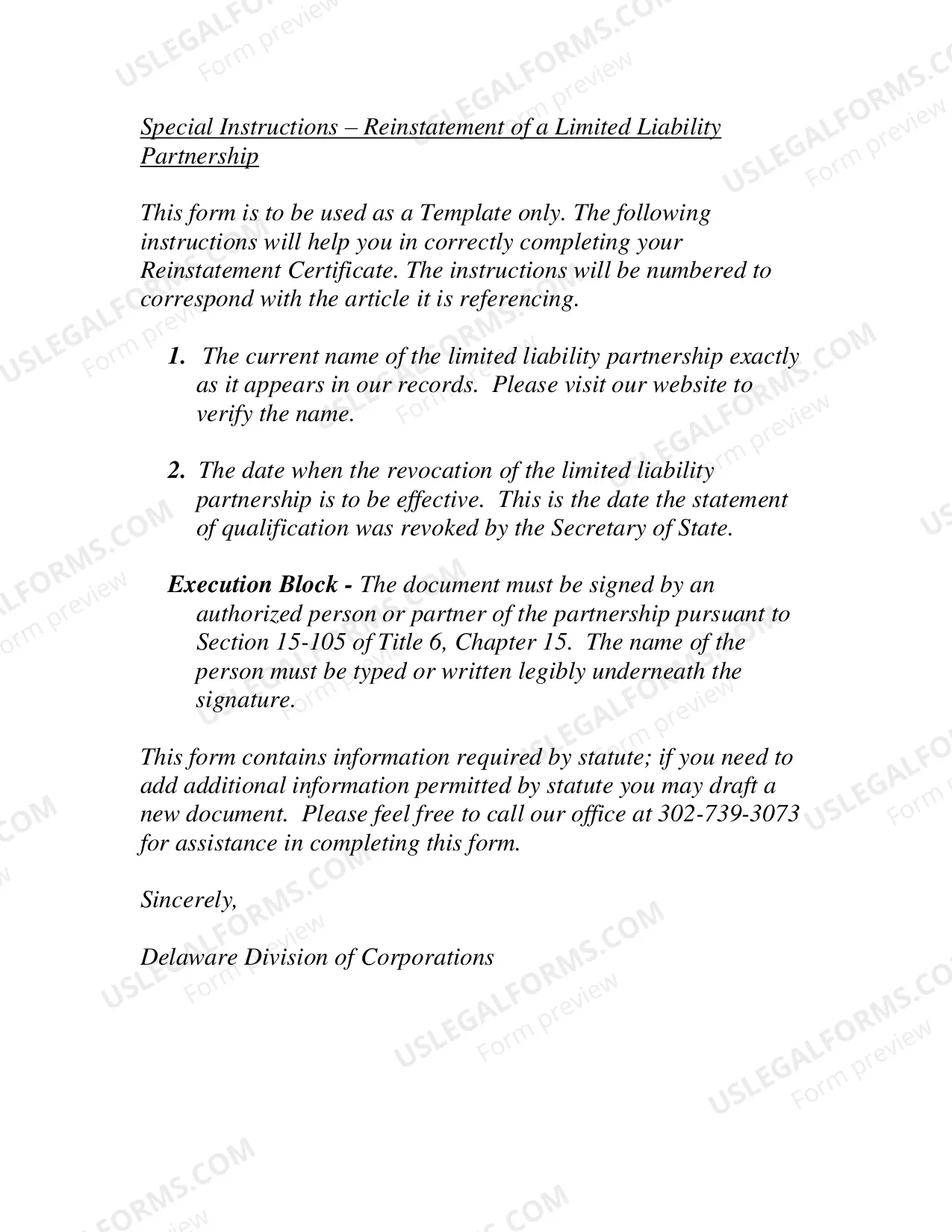 Preview Application For Reinstatement (Limited Liability Partnership)