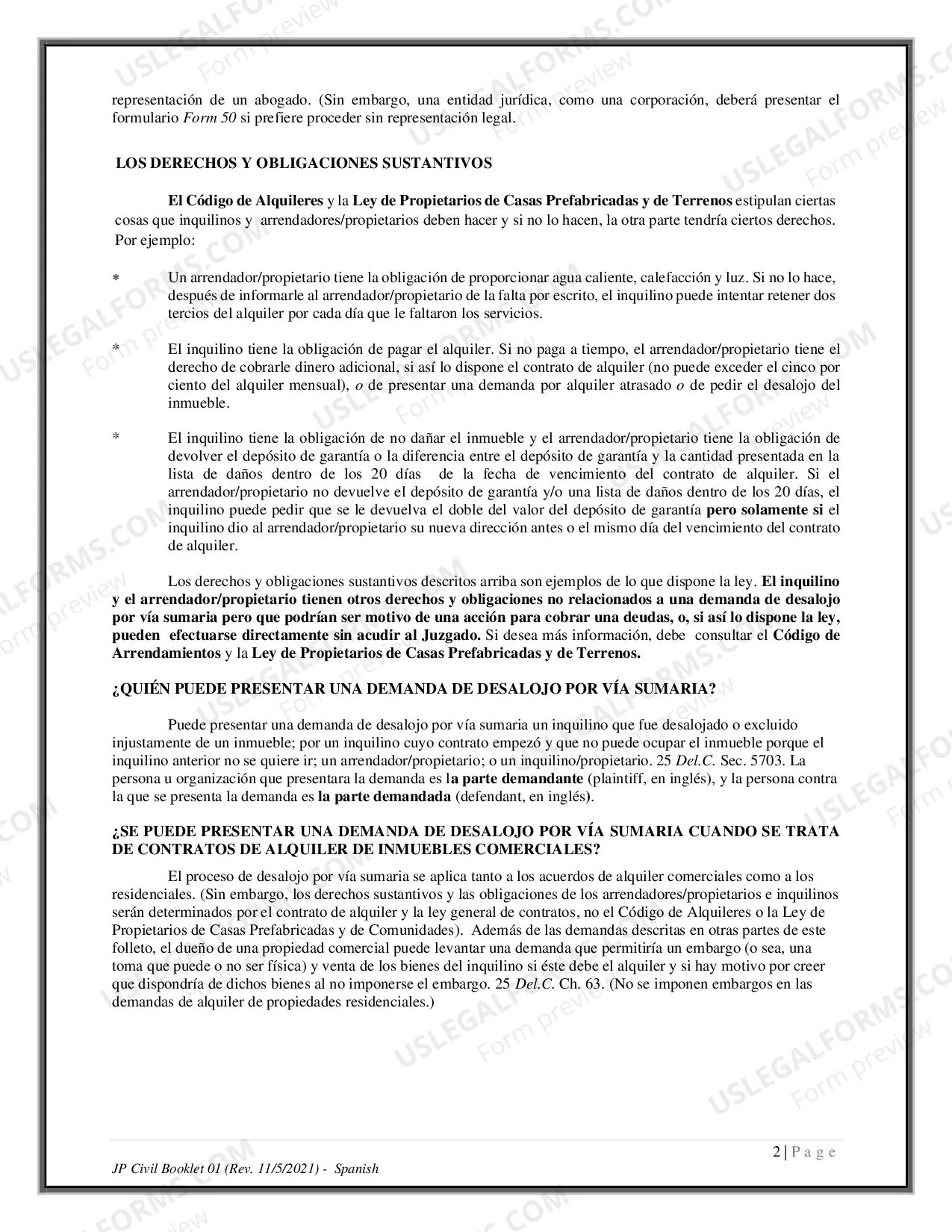 Preview How to File and Defend a Summary Possession Action - Spanish