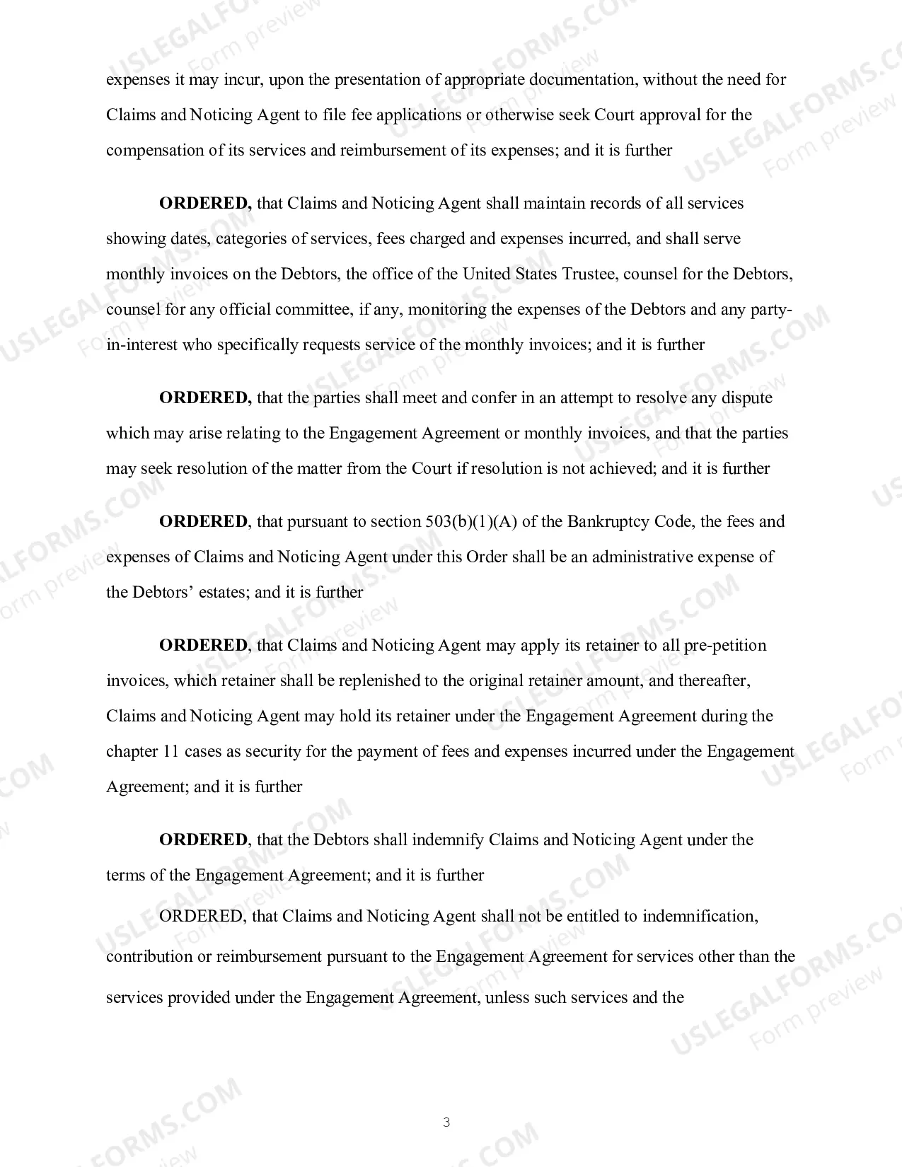Preview Claims Agent Retention (Order Authorizing Retention And Appointment)