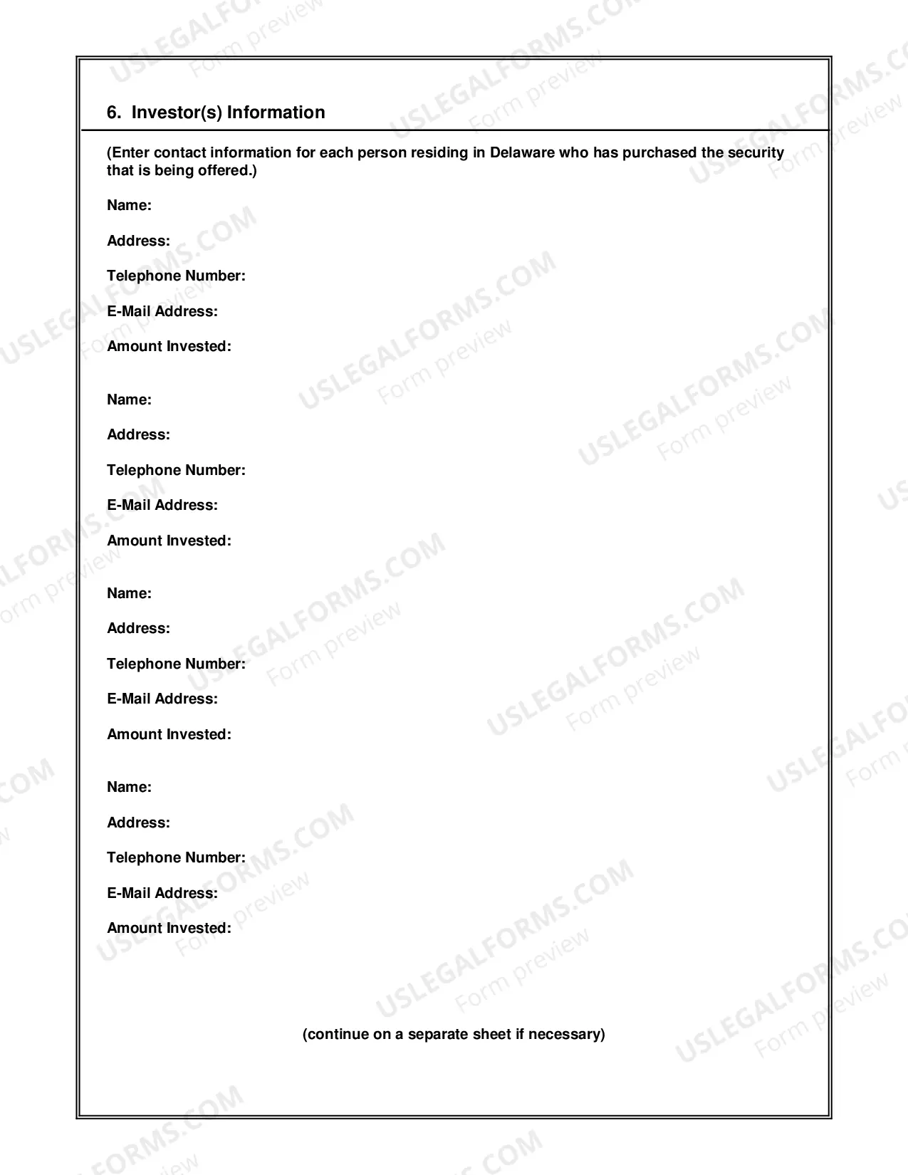 Preview Notice of Limited Offering Exemption (Form LOE)