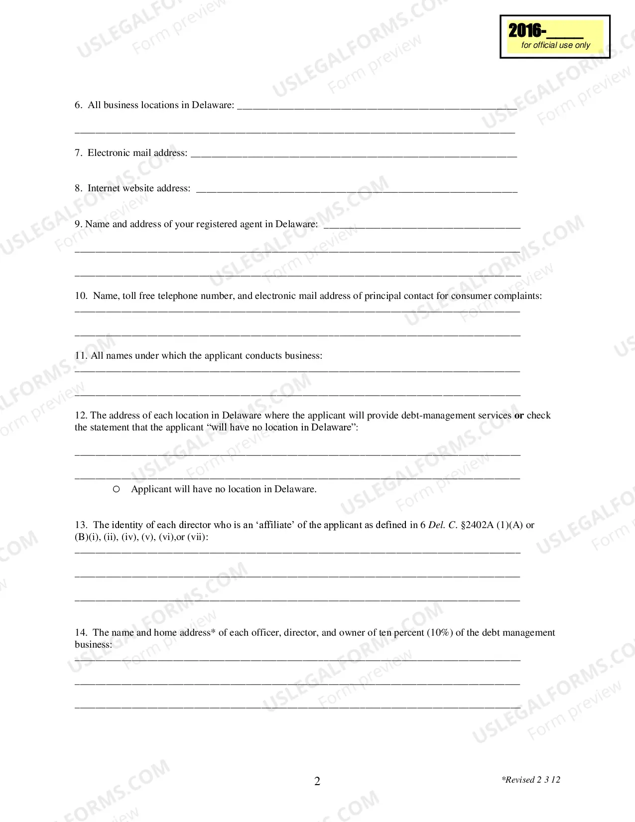 Preview Initial Application