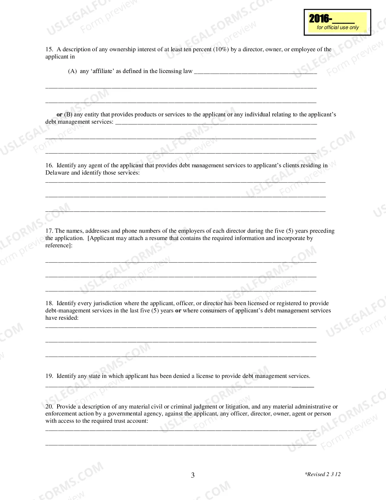 Preview Initial Application