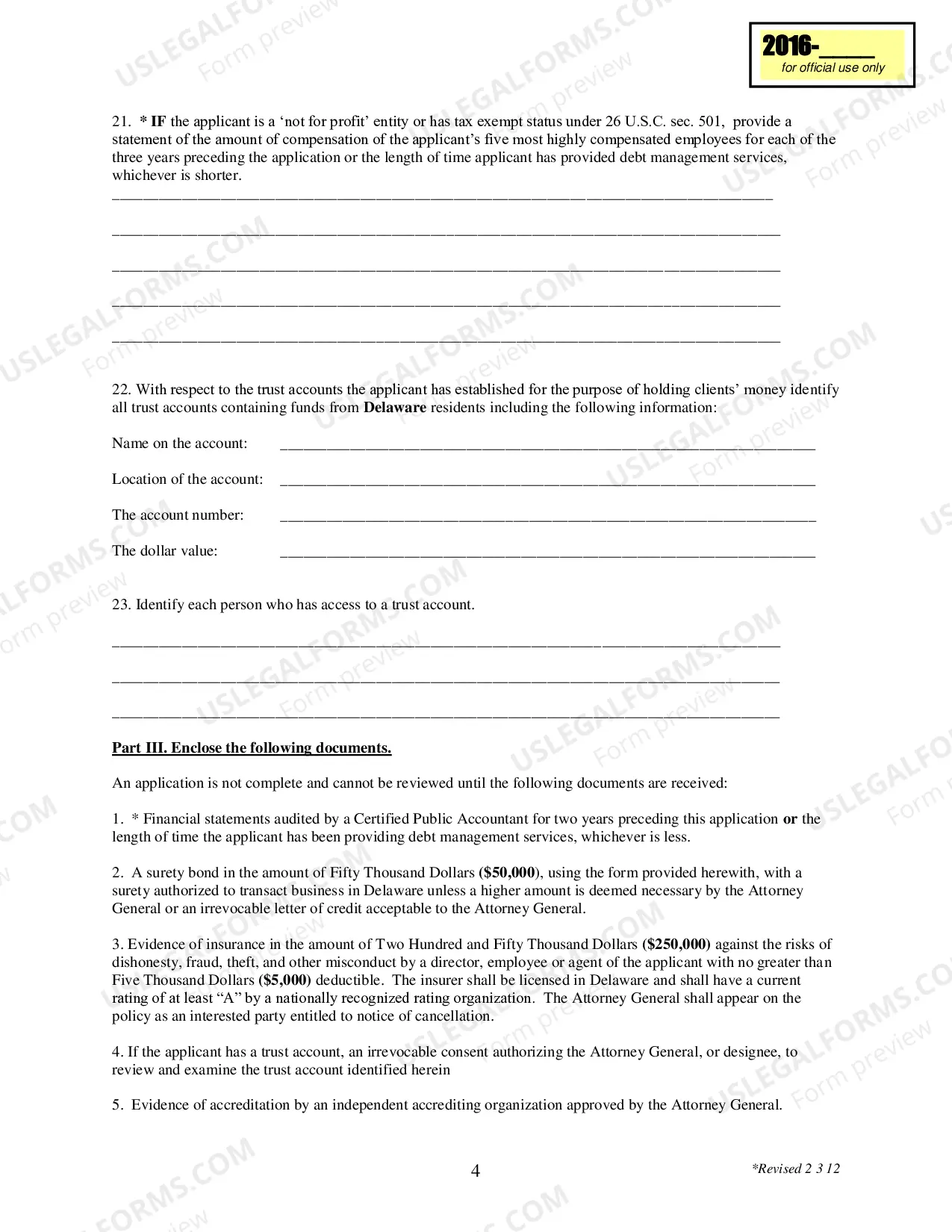 Preview Initial Application