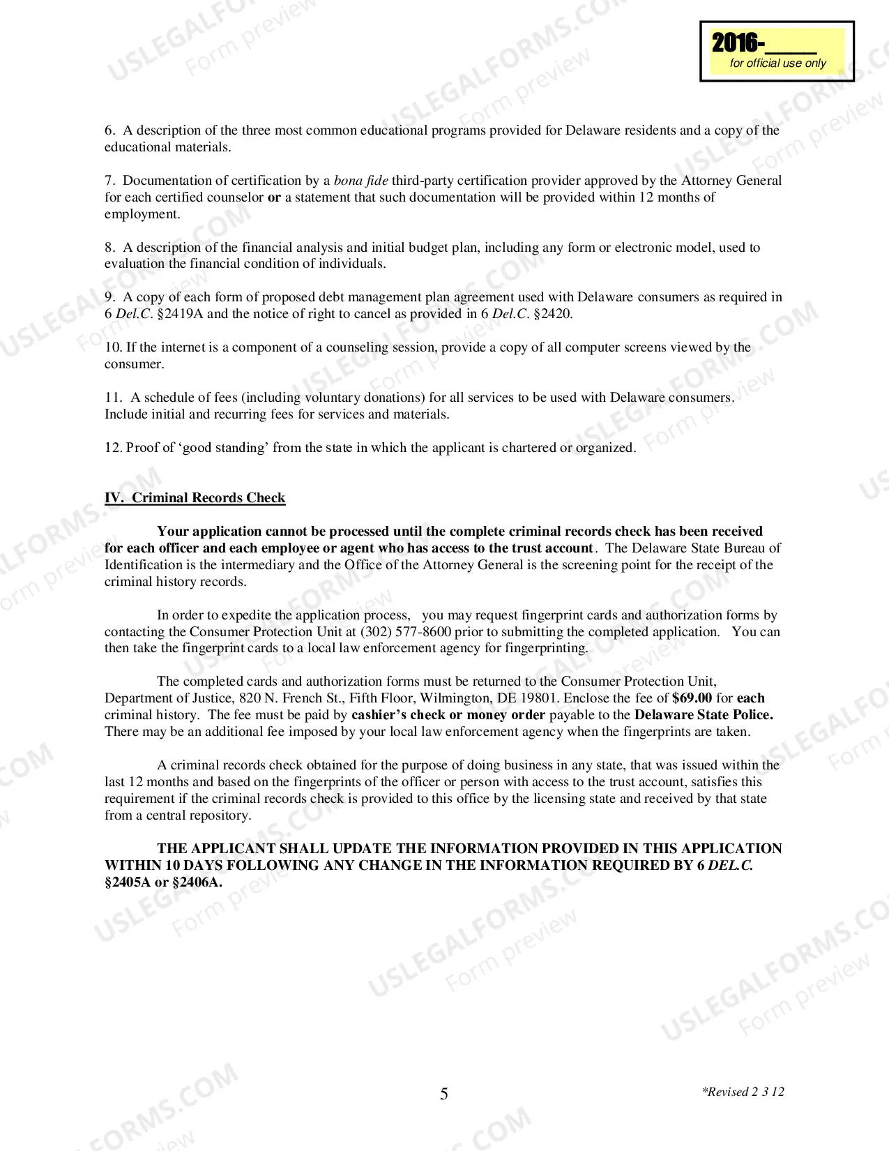 Preview Initial Application