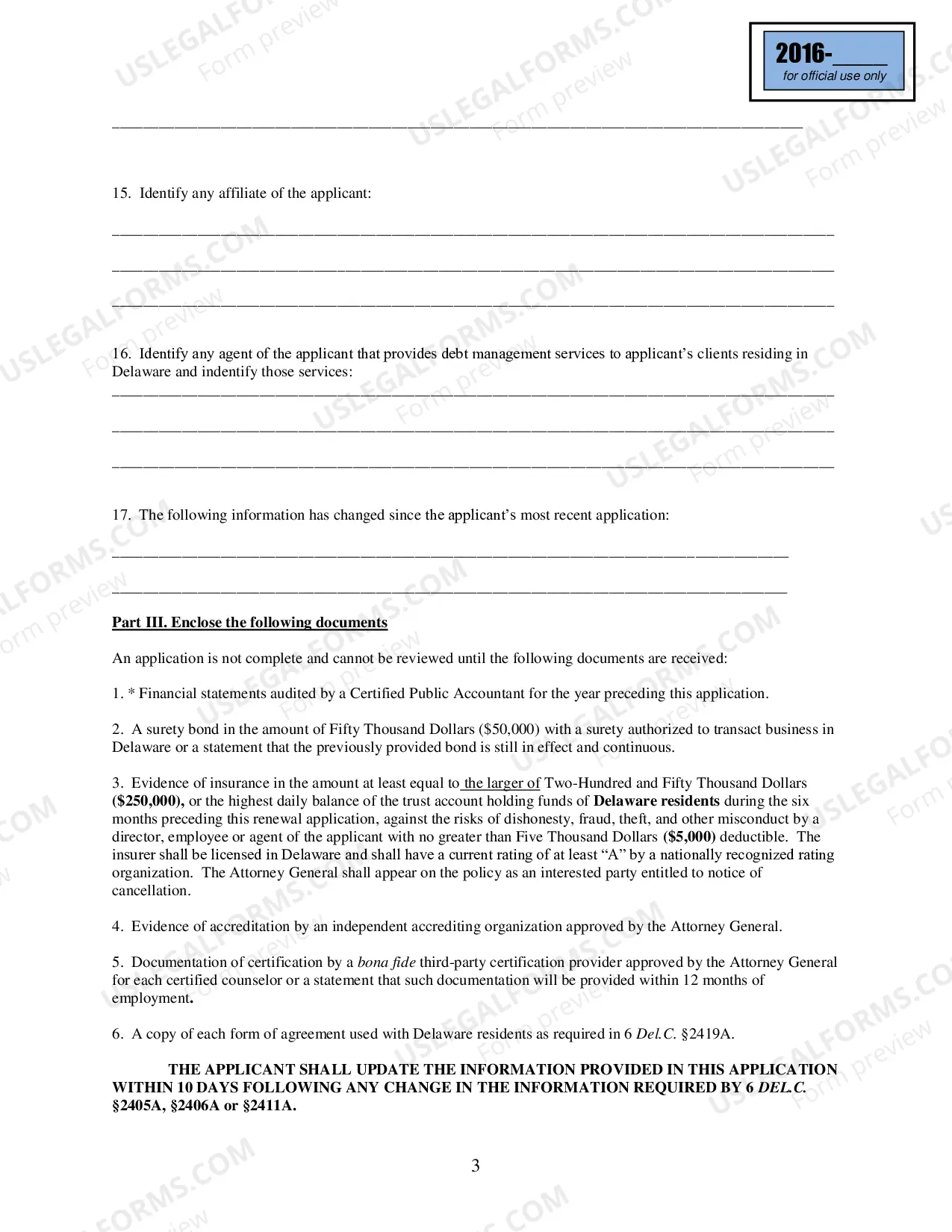 Preview Application for Renewal