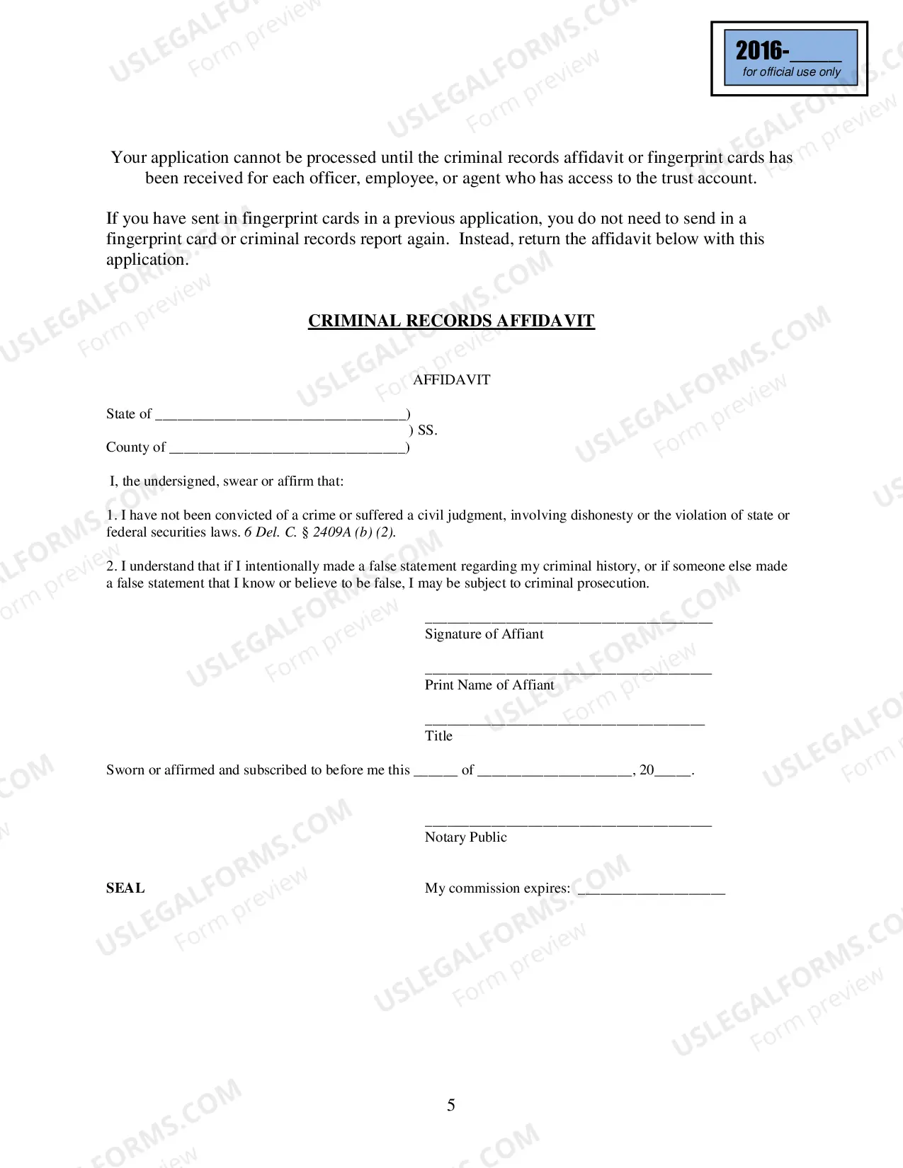 Preview Application for Renewal