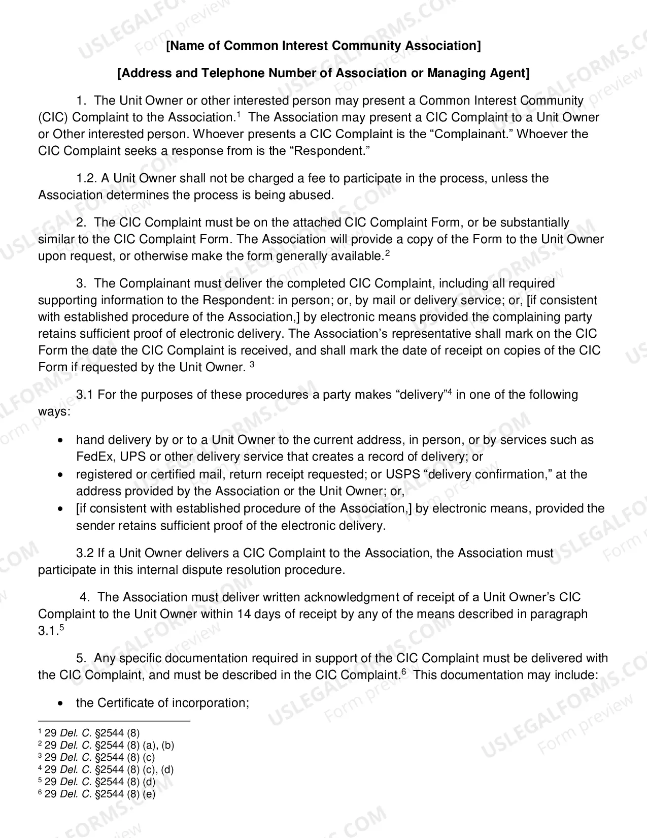 Preview HOA Internal Dispute Resolution Complaint Form and Procedure