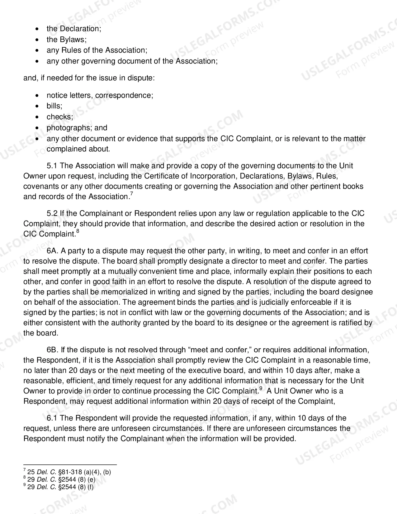 Preview Home Owners Association Internal Resolution of Complaints