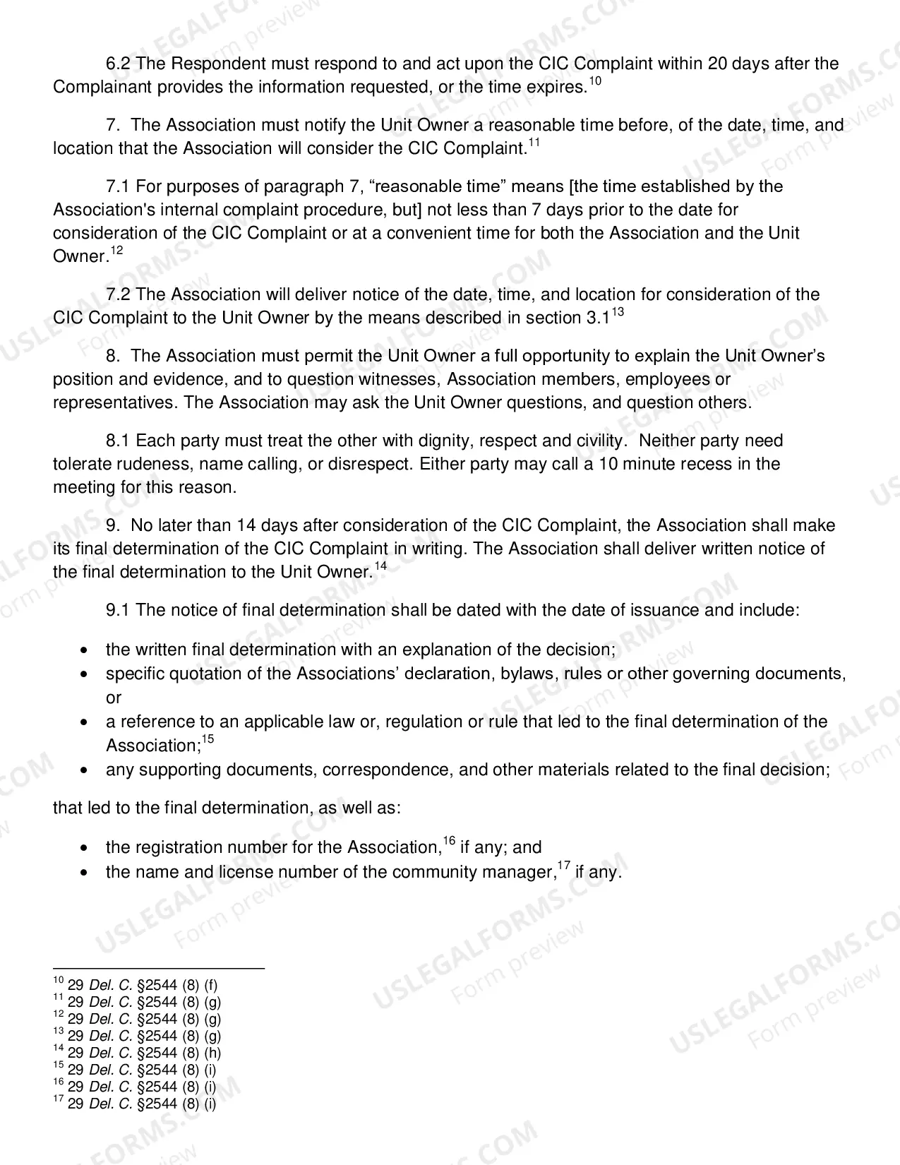 Preview Home Owners Association Internal Resolution of Complaints
