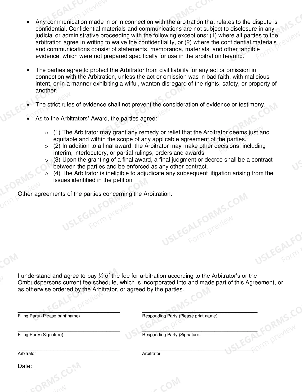 Preview Agreement to Arbitrate