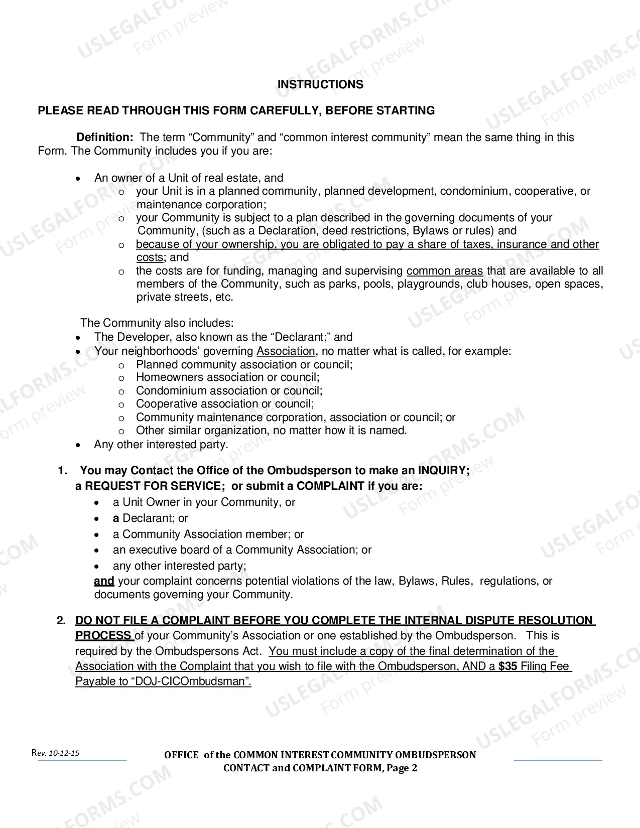 Preview Contact & Complaint Form