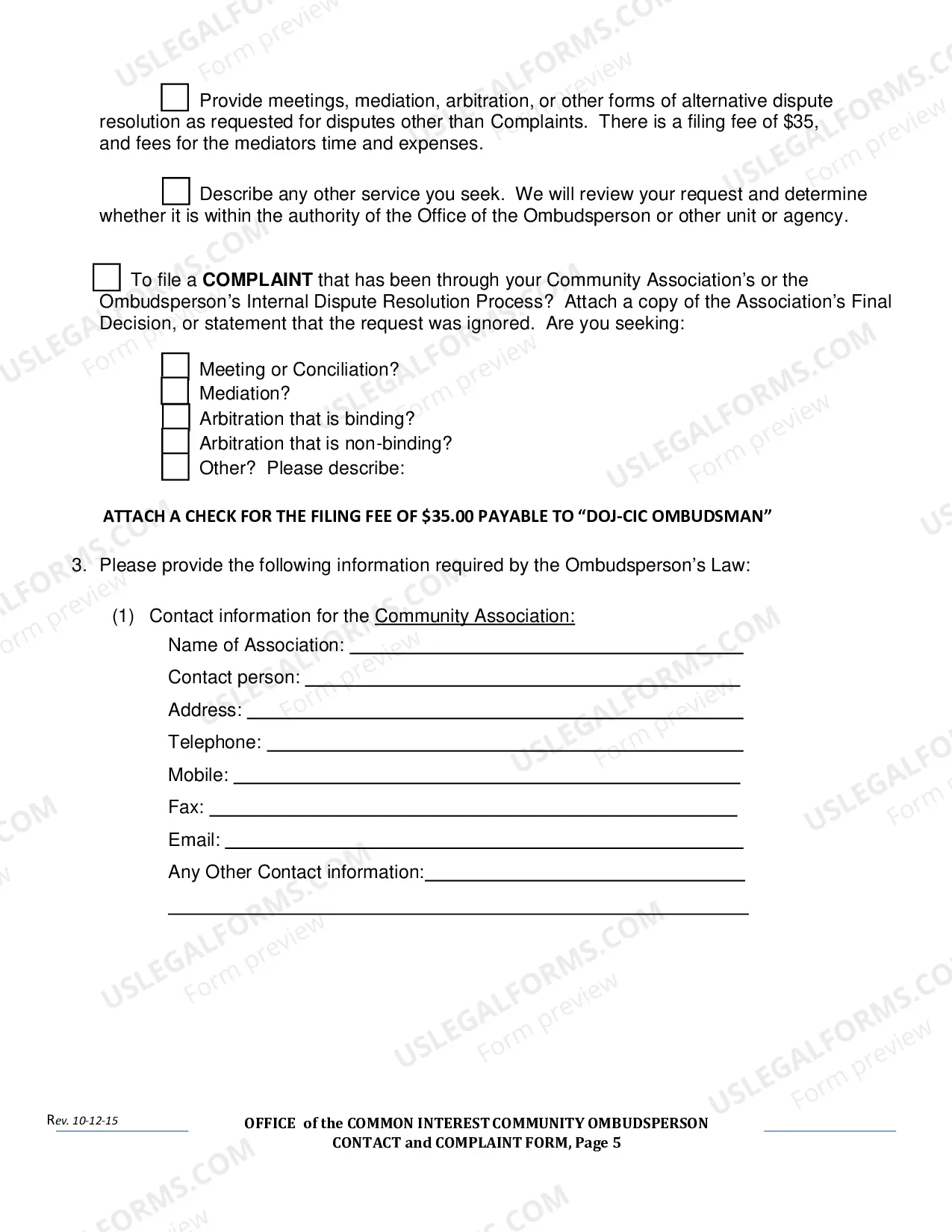 Preview Contact & Complaint Form